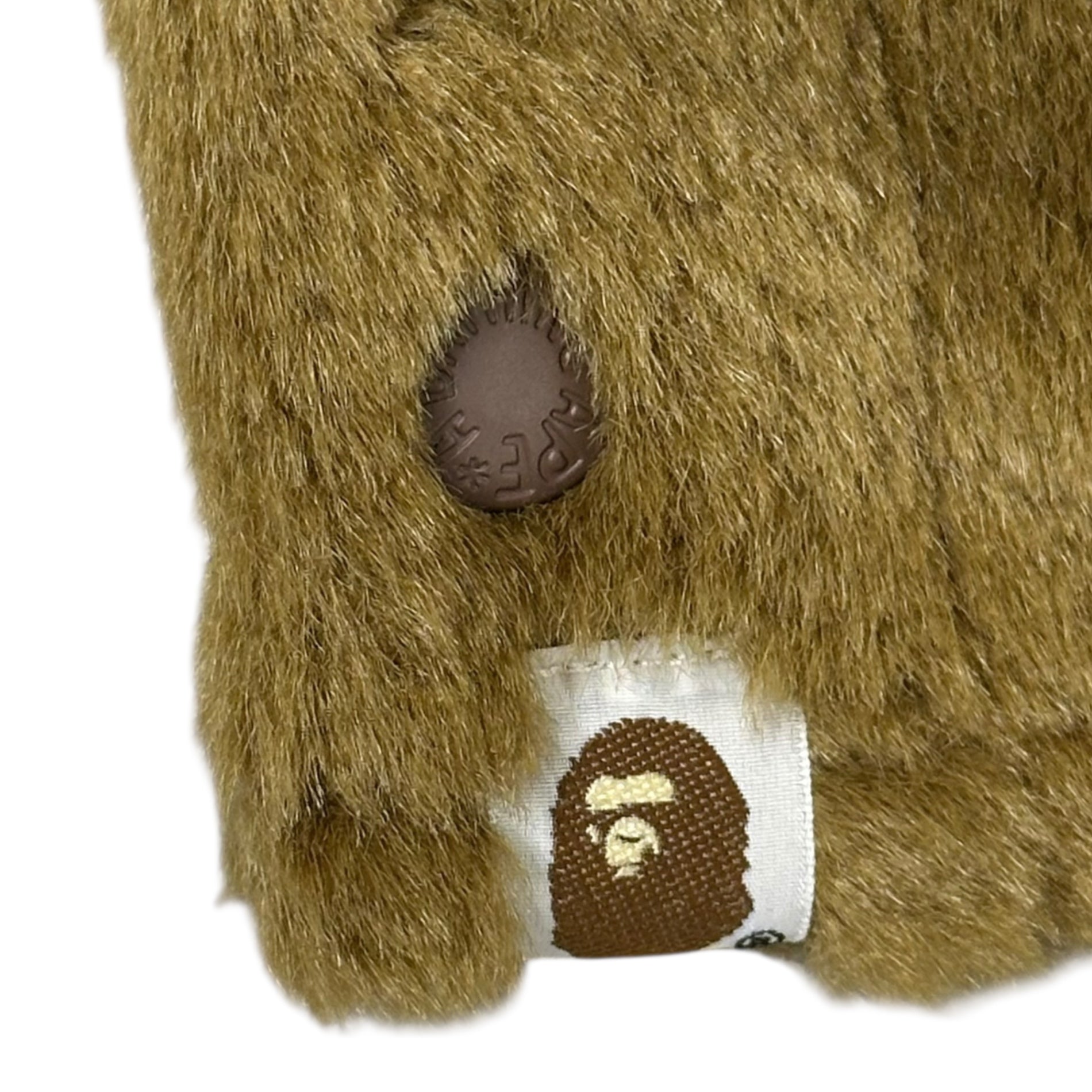 BAPE BY A BATHING APE(ベイプ バイ アベイシングエイプ) Faux Fur White Goose Down Jacket Blouson フェイク ファー ホワイト グース ダウン ジャケット ブルゾン M ブラウン