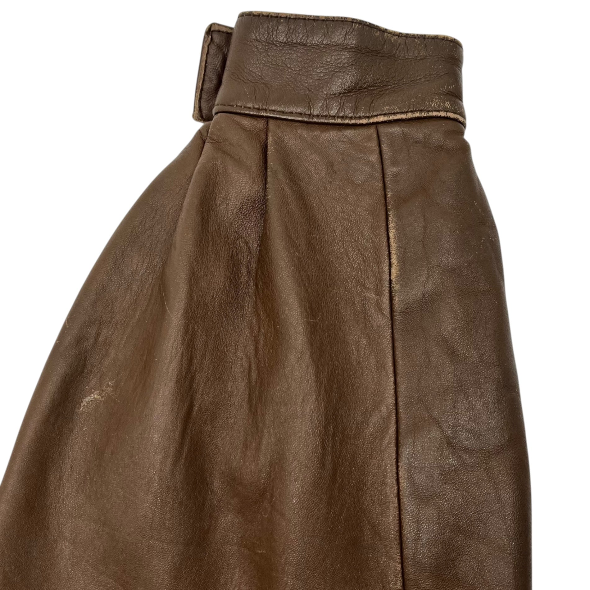 Euro vintage(ヨーロッパヴィンテージ) brown leather front ribbon design jacket フロントリボン付きブラウンレザージャケット 表記無し(M~L程度) ブラウン