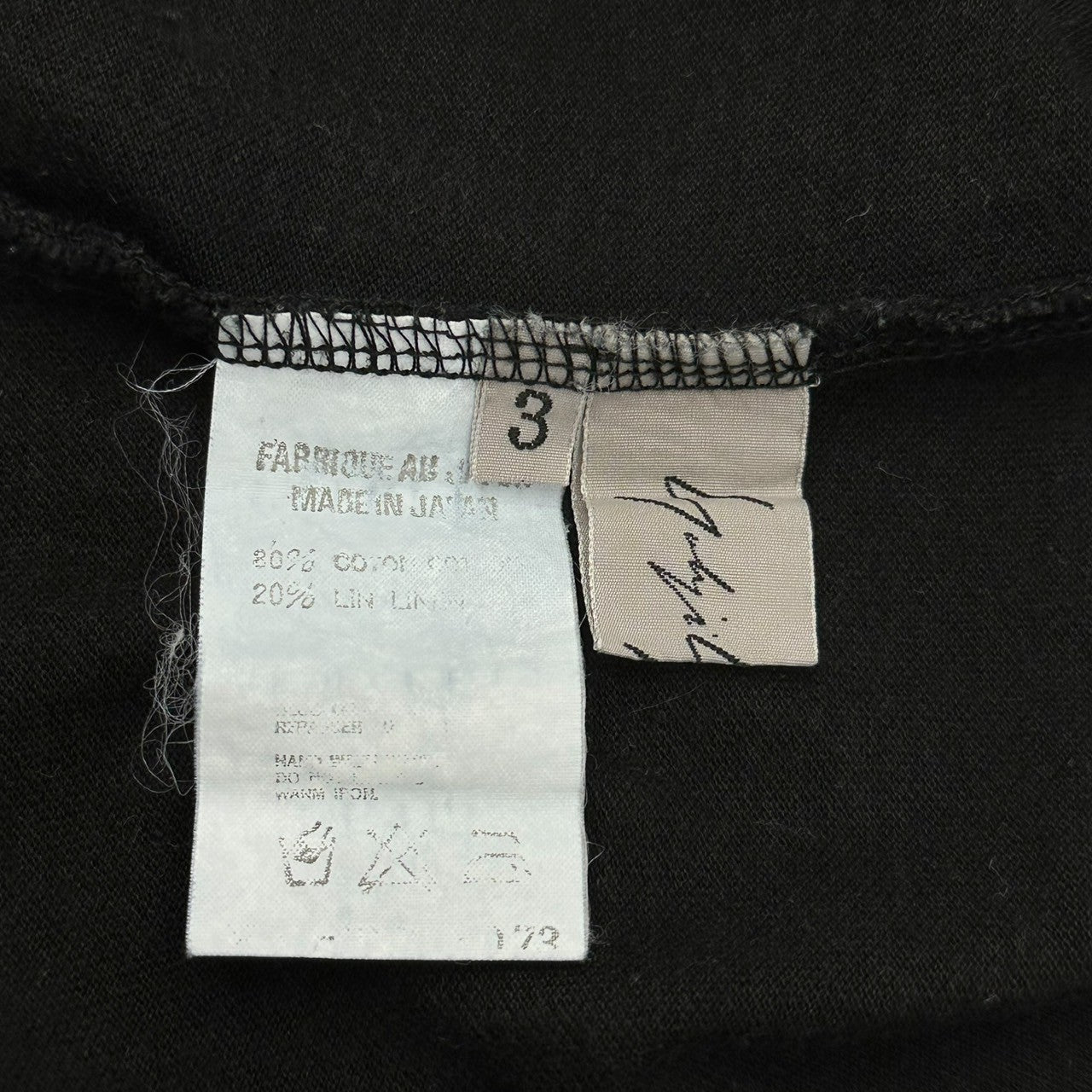 YOHJI YAMAMOTO(ヨウジヤマモト) Old Cotton Linen 4 Button Polo Shirt オールド コットン リネン 4ボタン ポロシャツ 3(M~L程度) ブラック
