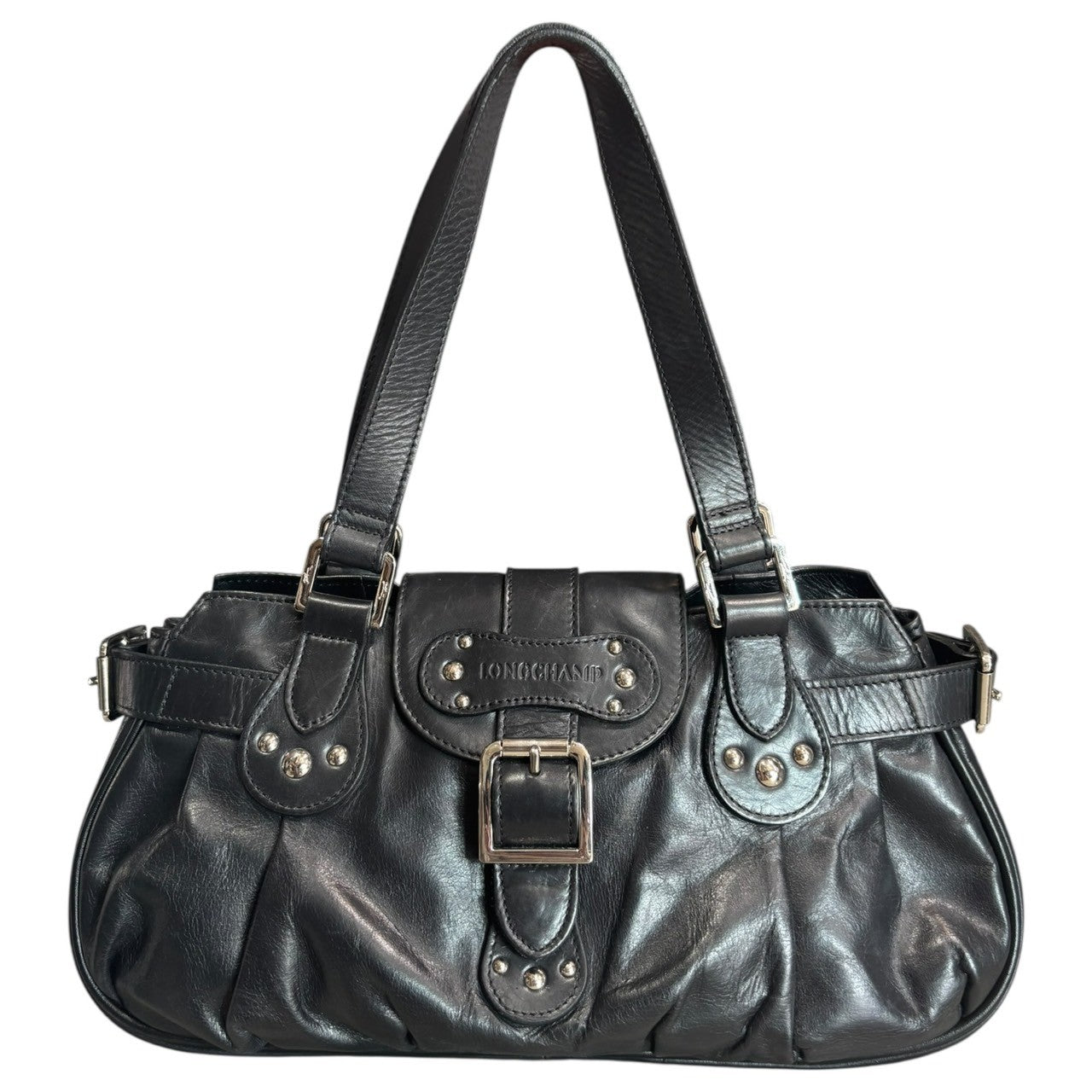 LONGCHAMP(ロンシャン) Leather One Shoulder Bag レザー ワンショルダー バッグ ブラック Y2K 肩掛け ハンド