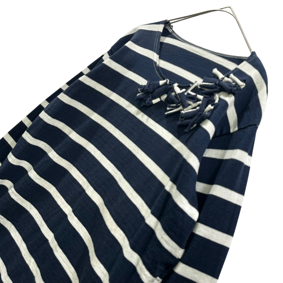 COMME des GARCONS COMME des GARCONS(コムデギャルソンコムデギャルソン) Chest-Adorned Border T-Shirt 胸装飾 ボーダー カットソー W5B033 FREE ネイビー×ホワイト フランス製