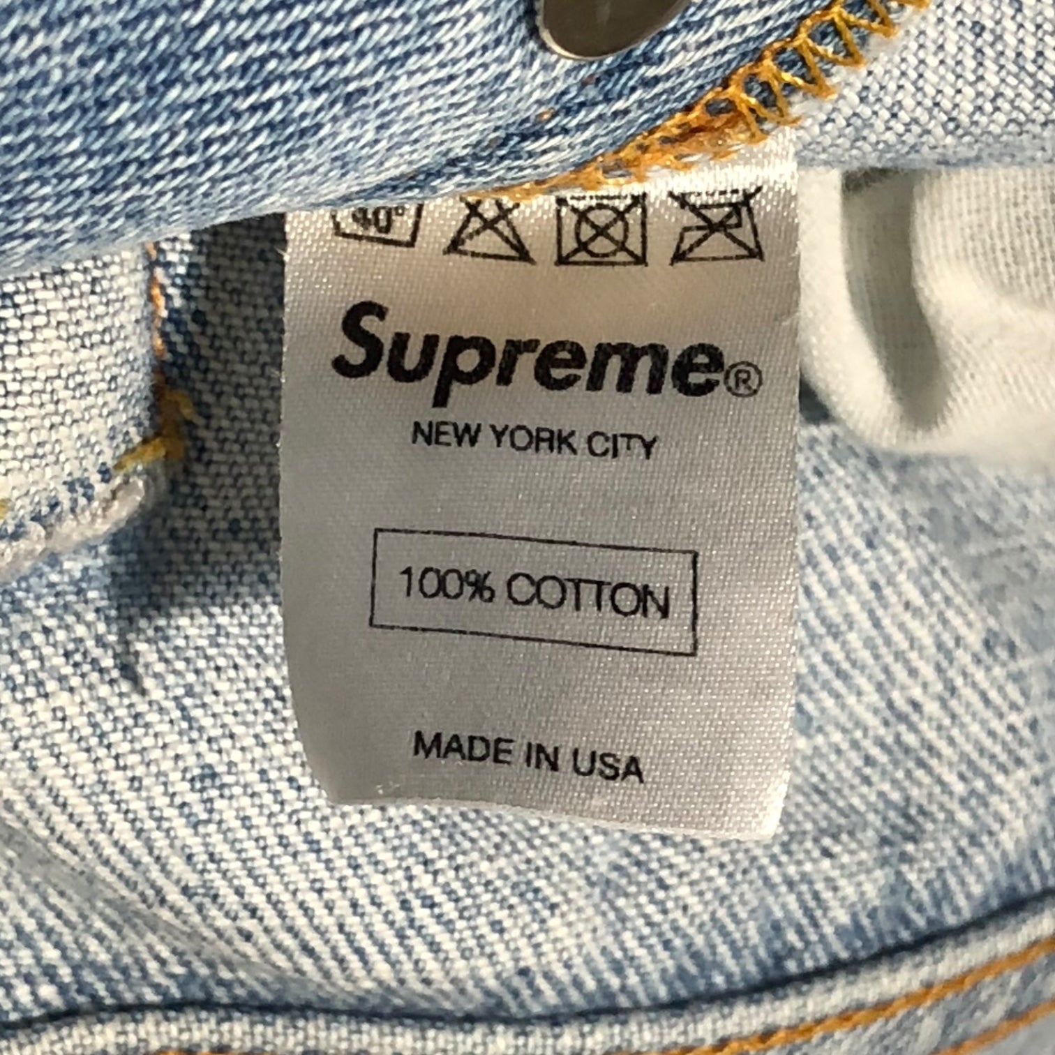 SUPREME(シュプリーム) Washed processing straight denim pants ウォッシュ 加工 ストレート デニム パンツ 32 ライトインディゴ USA製