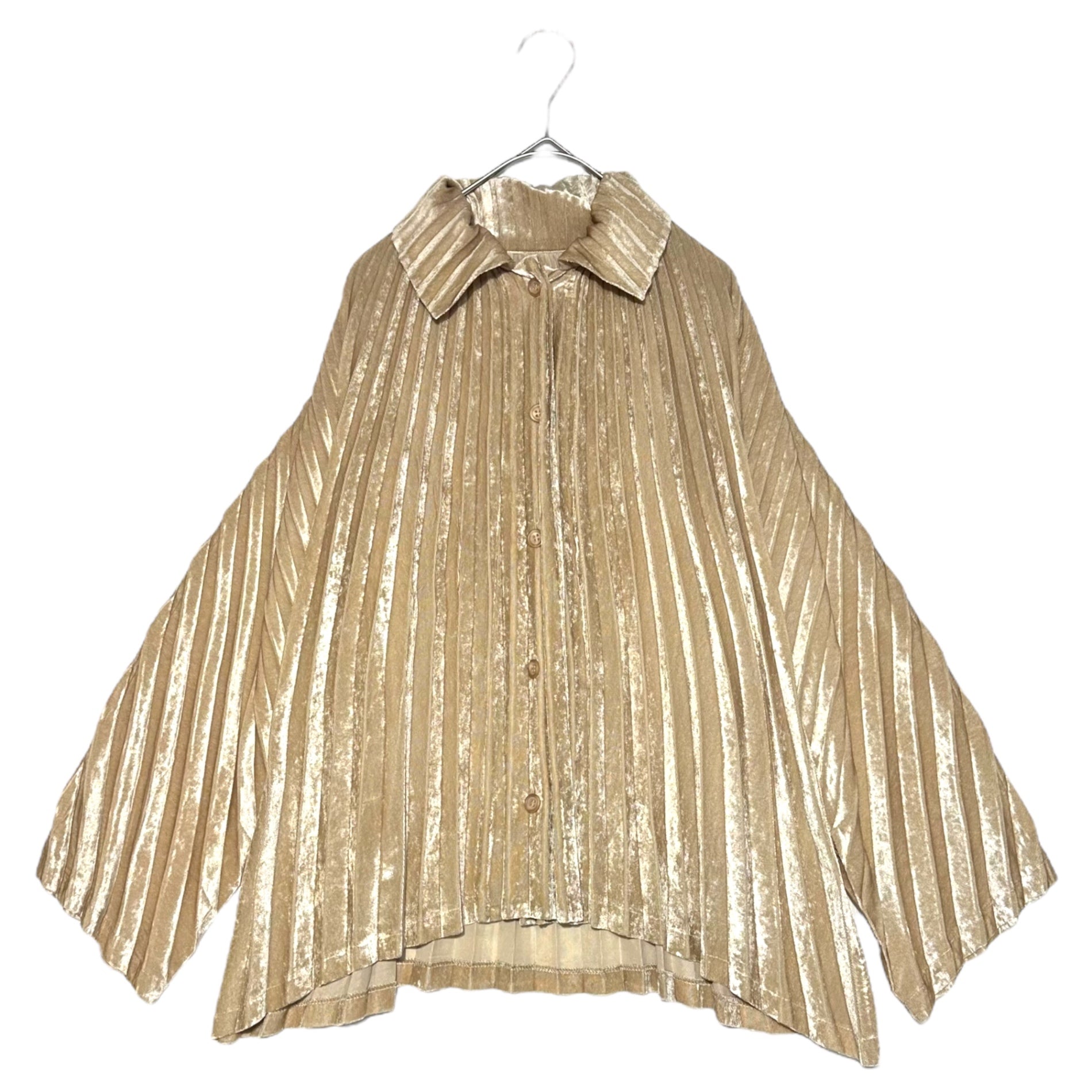 ISSEY MIYAKE WHITE LABEL(イッセイミヤケホワイトレーベル) ベロアプリーツセットアップ IM32FJ905 IM32FG905 SIZE 2 ゴールド