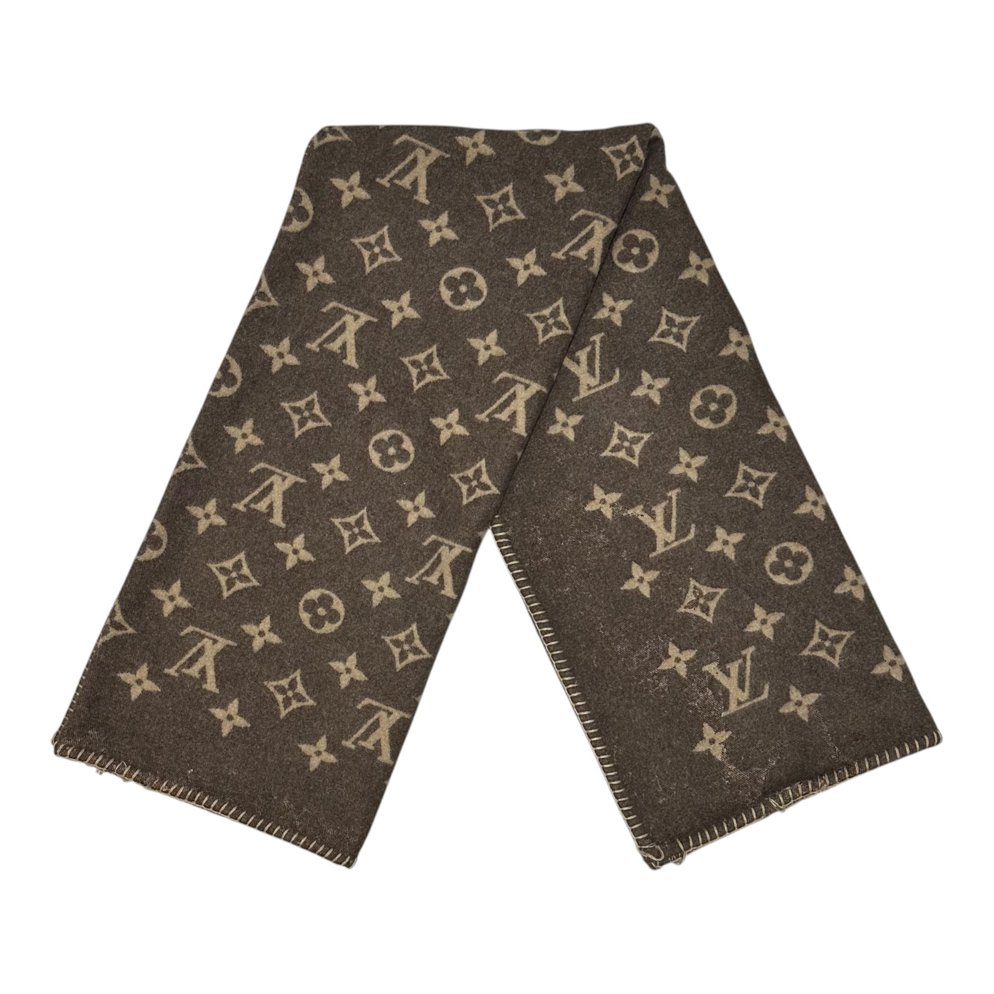 LOUIS VUITTON(ルイヴィトン) Plaid Neo Monogram プレッド ネオ モノグラム ブランケット M75548 ブラウン×ベージュ 毛布 ラグ リバーシブル