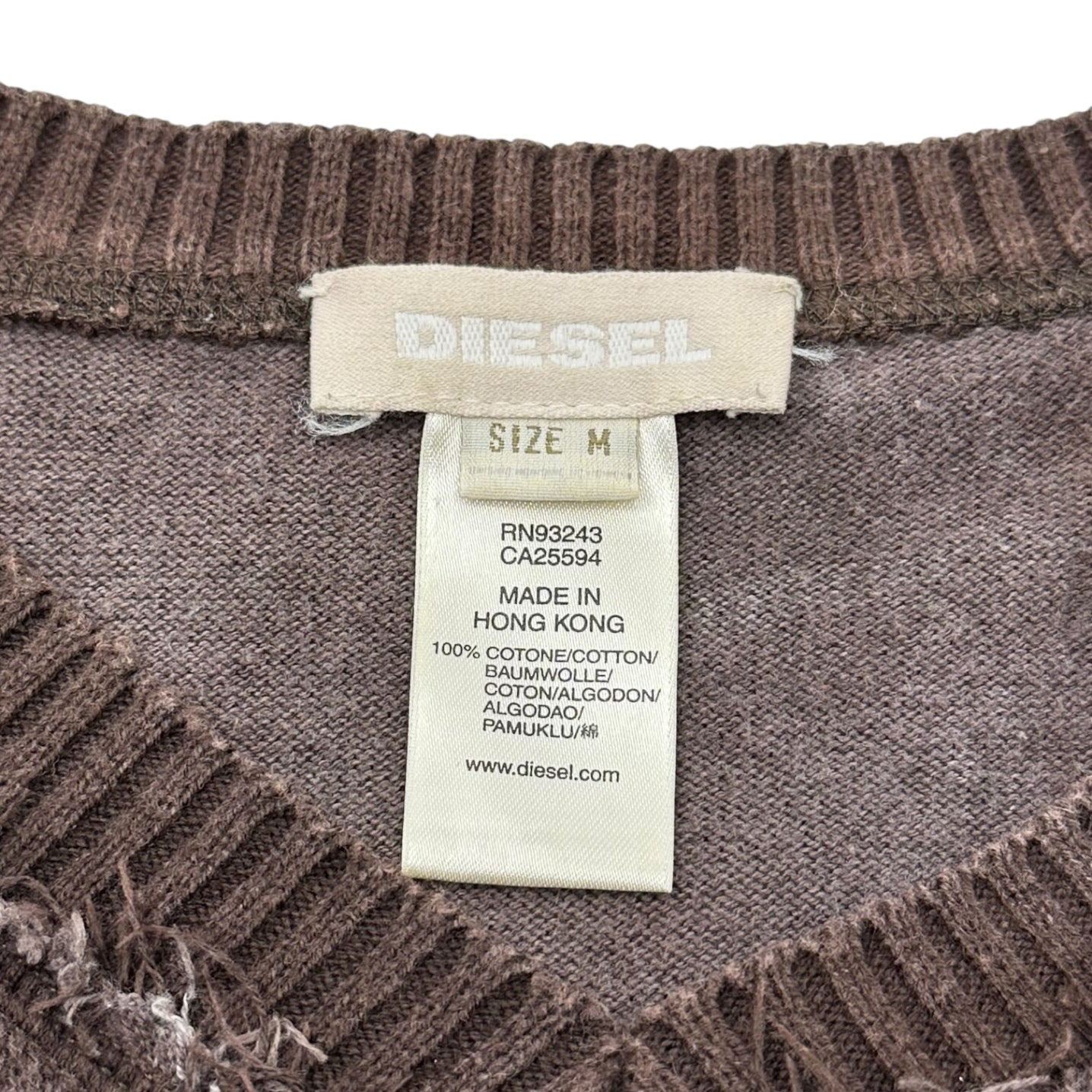 DIESEL(ディーゼル) 00's Front Print V-Neck Check Long Sleeve Sweatshirt Cut and Sewn フロントプリント Vネック チェック 長袖 スウェット カットソー M ボルドー Y2K