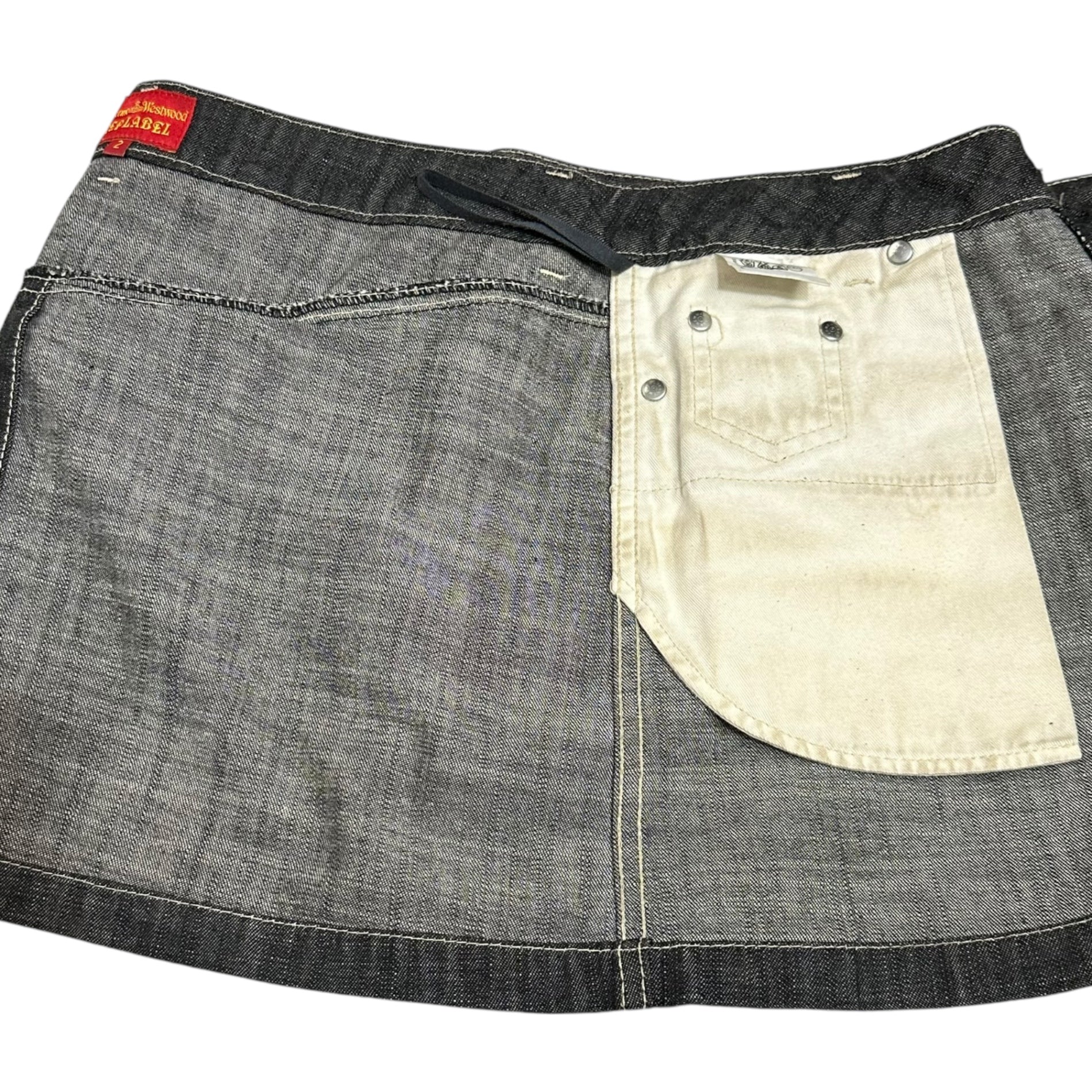 Vivienne Westwood RED LABEL(ヴィヴィアンウエストウッドレッドレーベル) 00's Orb logo denim mini skirt オーブロゴ ロゴ 刺繍 デニム ミニ スカート 357-03-21009 2(M程度) ブラック Y2K