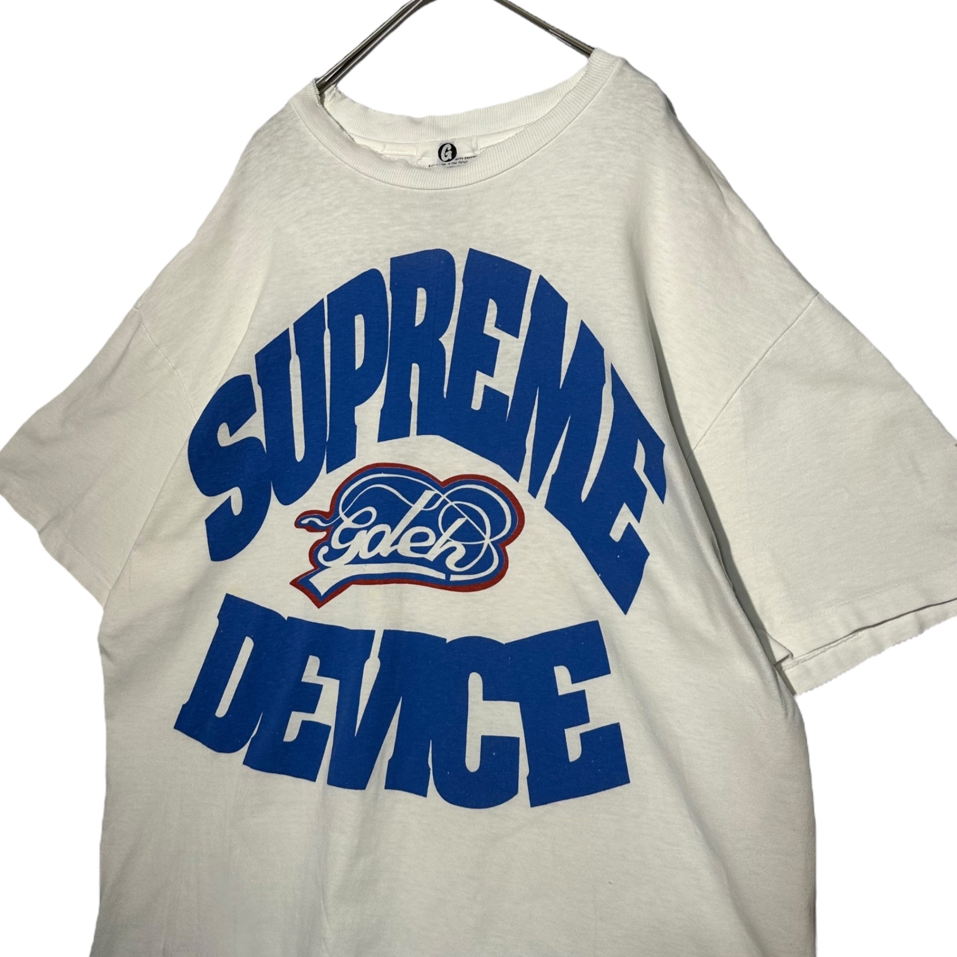 GOODENOUGH(グッドイナフ) 90's SUPREME DEVICE T-SHIRT 90年代 シュプリーム デバイス Tシャツ L ホワイト×ブルー 90年代オリジナル Hanesボディ