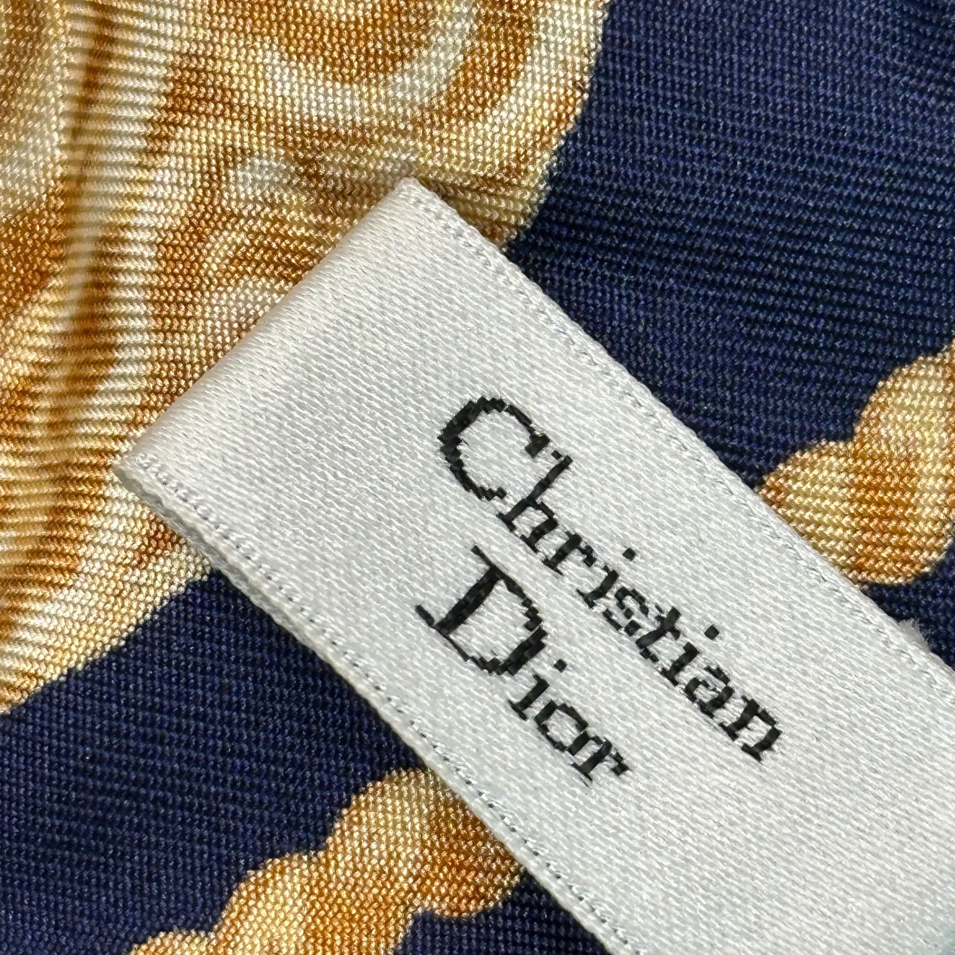 Christian Dior(クリスチャンディオール) Silk Scarf シルク スカーフ ネイビー×ゴールド