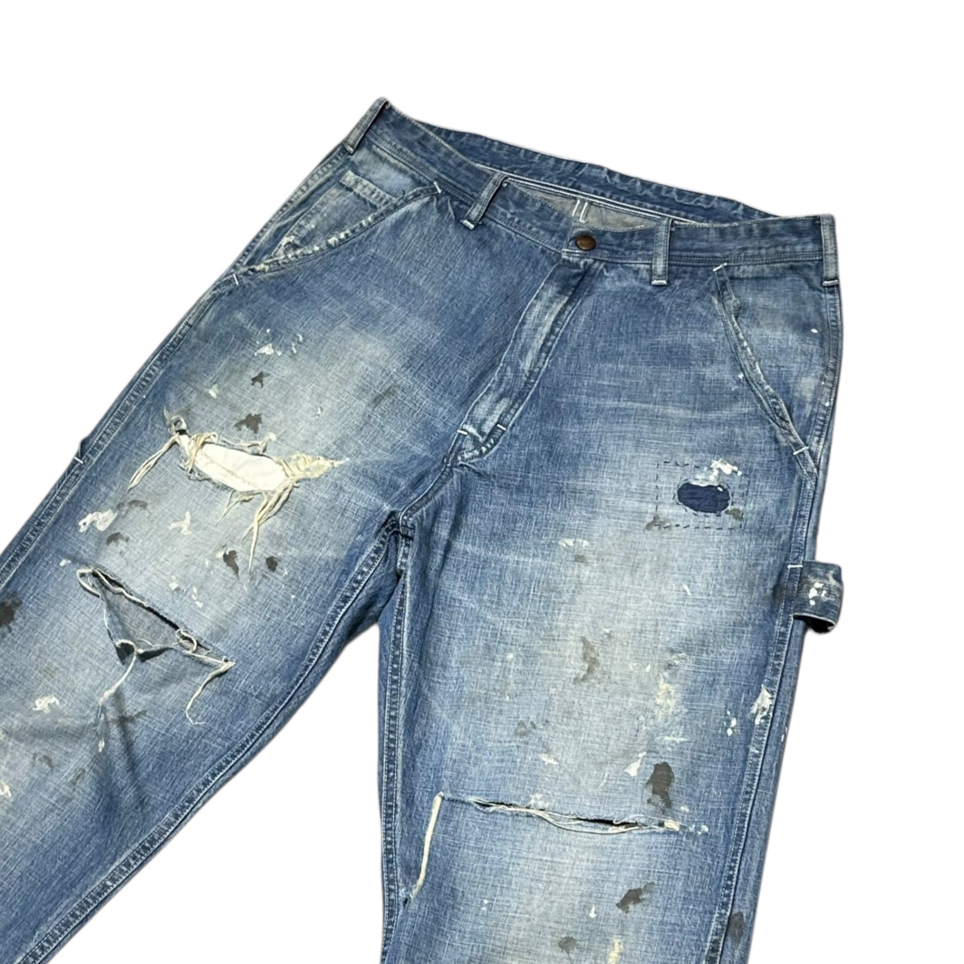 SAINT MICHAEL(セントマイケル) 24SS DENIM PANTS PAINTER BLUE ヴィンテージ加工 ペインター デニム パンツ SM-YS3-0000-051 S ライトインディゴ ダメージ