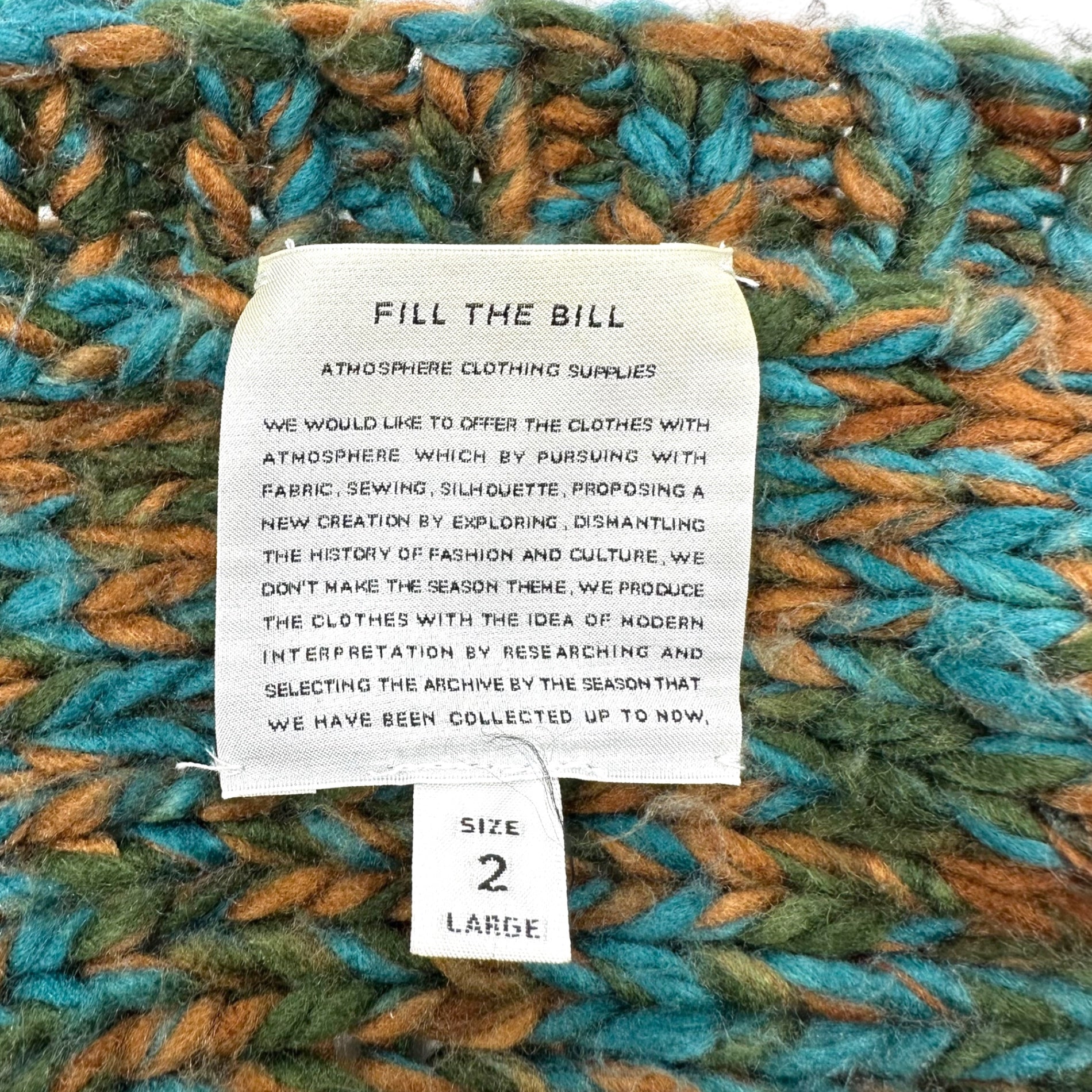 FILL THE BILL(フィルザビル) Low Gauge Mix Oversized Cardigan ローゲージ ミックス オーバーサイズ カーディガン 306-202015 2 グリーン×ブラウン