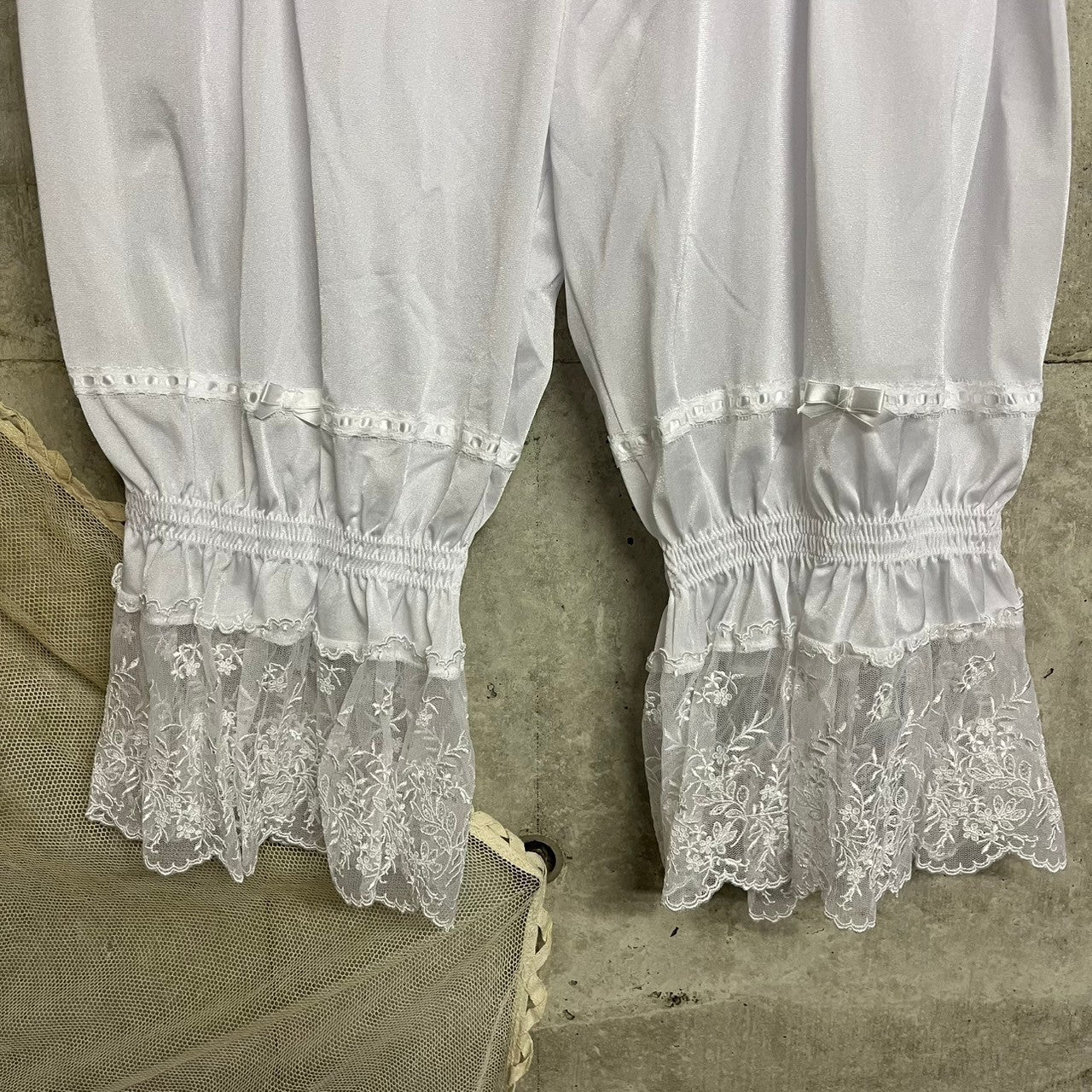 VINTAGE(ヴィンテージ) white drawers pants with lace レース付きドロワーズパンツ Mサイズ ホワイト