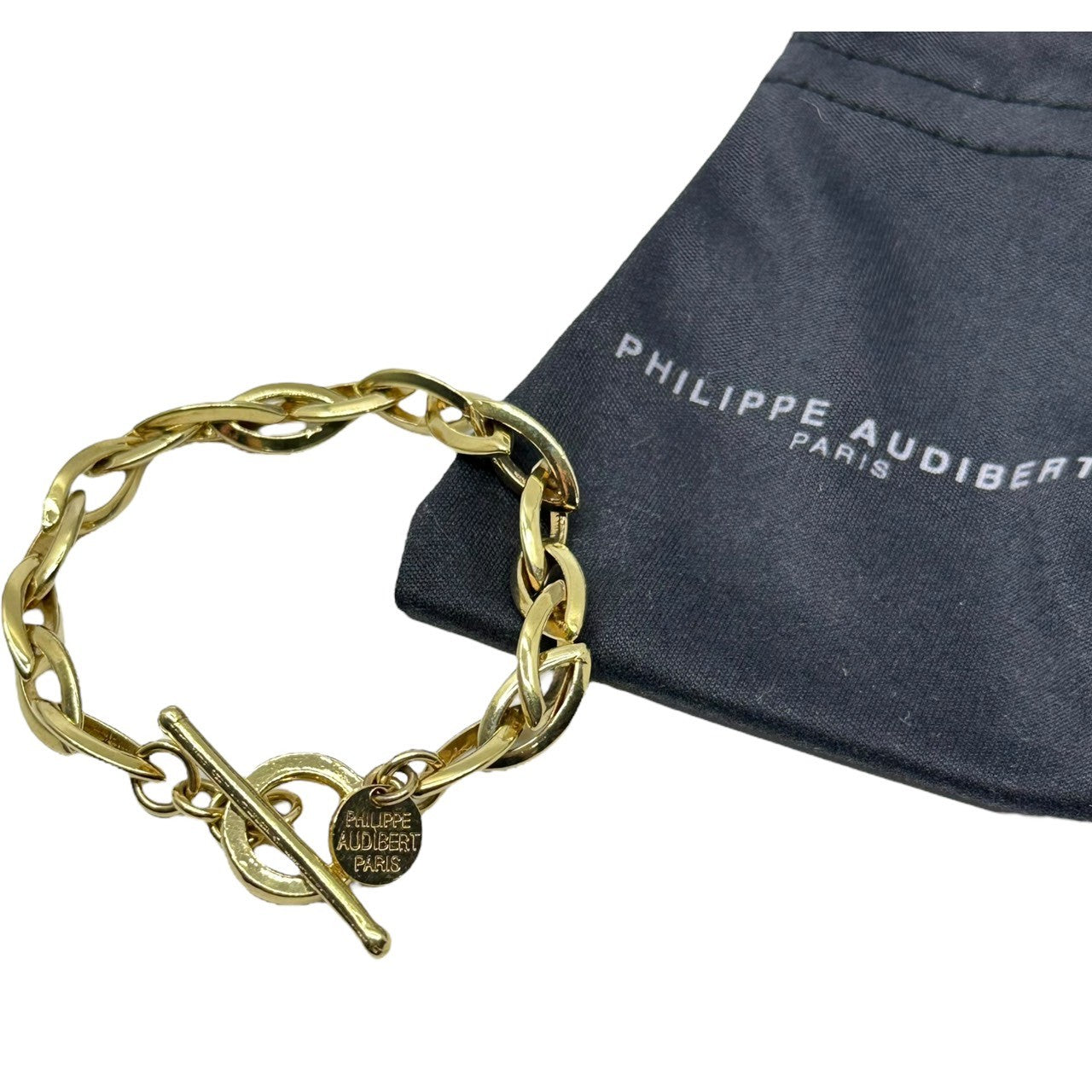 PHILIPPE AUDIBERT(フィリップオーディベール) Gold-colored design chain bracelet ゴールドカラー デザイン チェーン ブレスレット ゴールド