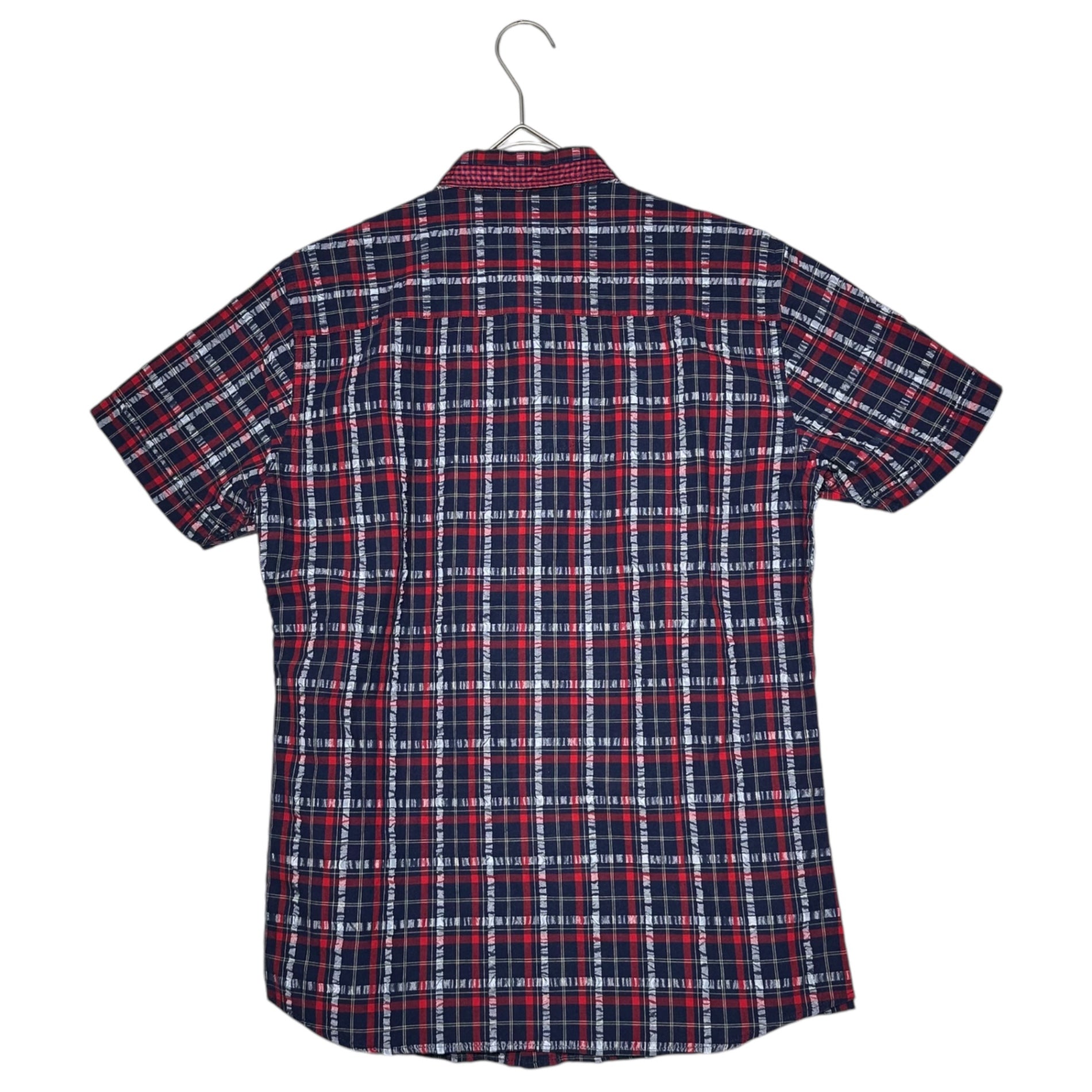 MARITHE FRANCOIS GIRBAUD(マリテフランソワジルボー) 00's Press Check Short Sleeve Shirt 00年代 プレス チェック 半袖 シャツ M6-5351 M ネイビー×レッド