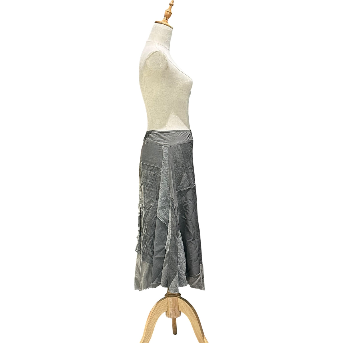 JUNYA WATANABE COMME des GARCONS(ジュンヤワタナベコムデギャルソン) 2002AW Mixed-Fabric Patchwork Skirt 異素材 パッチワーク スカート JG-S063 S グレー AD2002