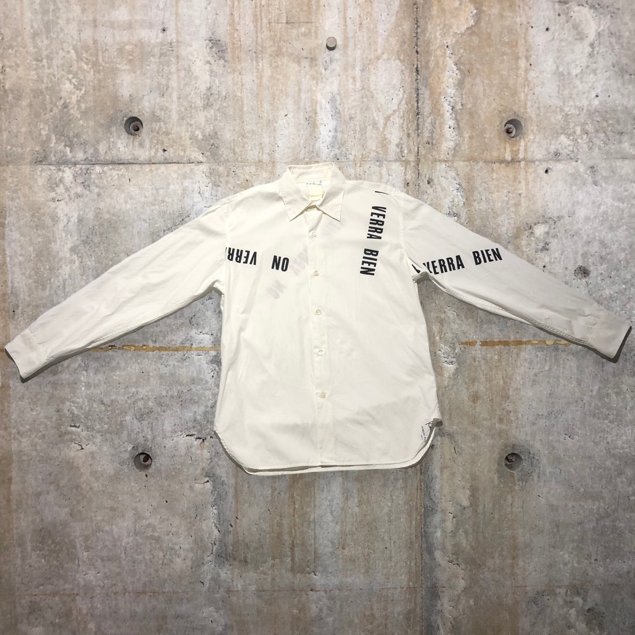 agnes b. homme(アニエスベーオム) 90's ROBERT FILLIOU ARTプリントシャツ 表記なし(M程度) ホワイト 96’s