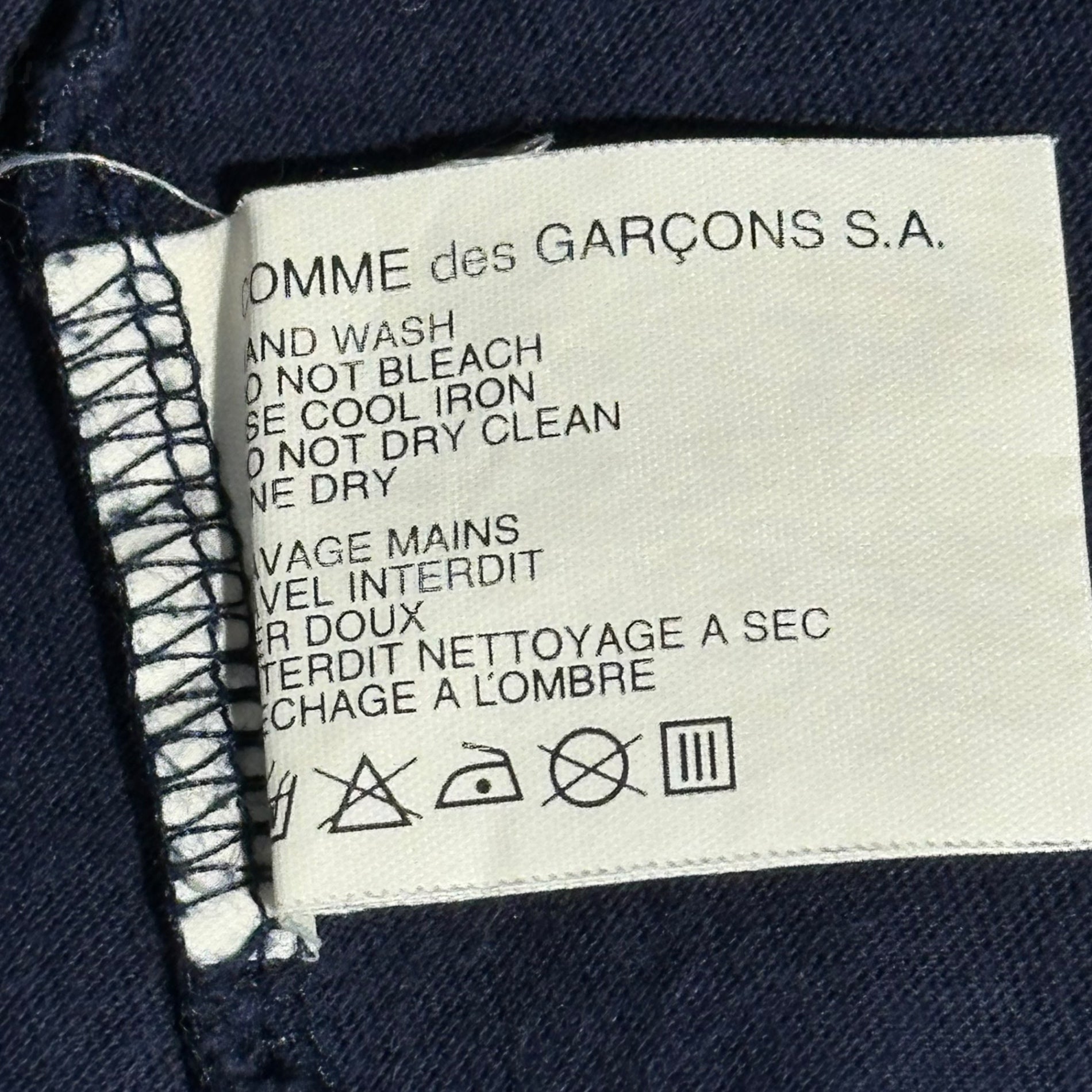 COMME des GARCONS SHIRT(コムデギャルソンシャツ) 90's One-Sided Pleated Crew Neck T-Shirt 90年代 片プリーツ クルーネック Tシャツ S ネイビー