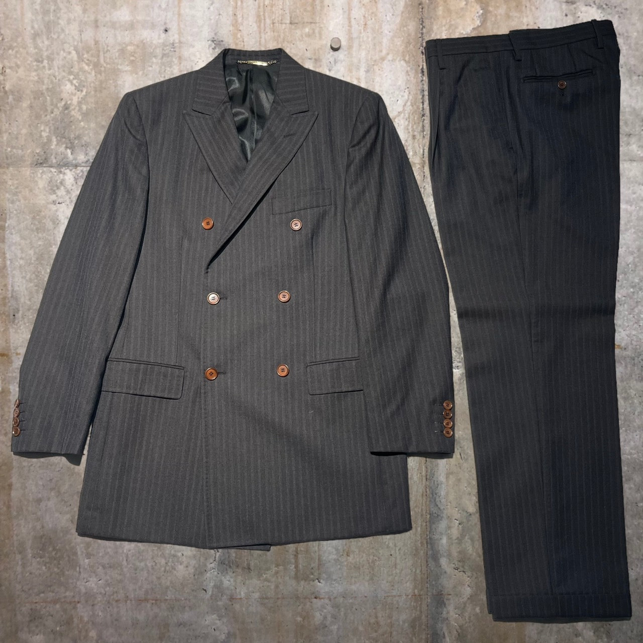 DOLCE&GABBANA(ドルチェ&ガッバーナドルガバ) 90'sダブルストライプセットアップジャケット 48(Lサイズ程度) ブラウン