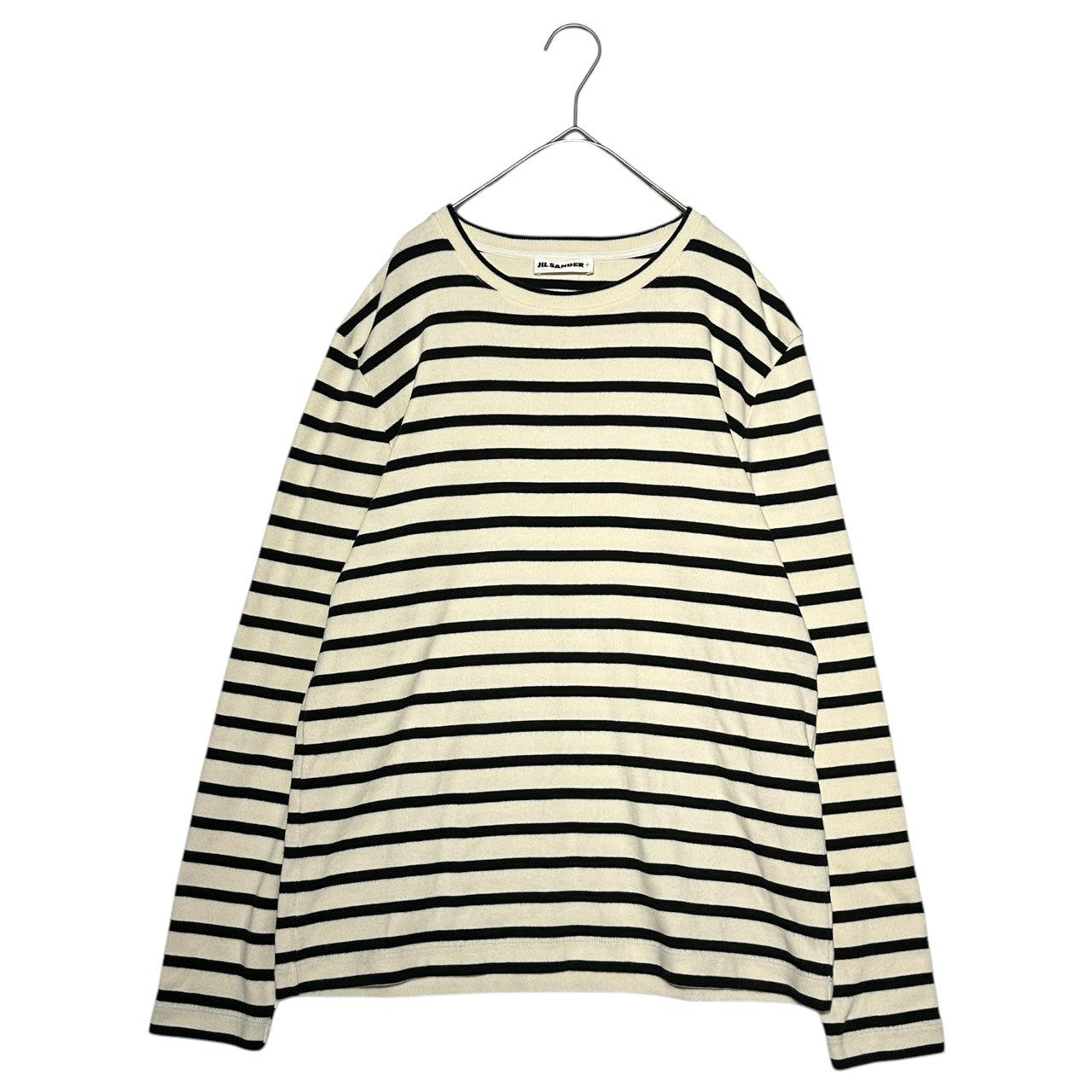 JIL SANDER+(ジルサンダープラス) 23SS Cotton Striped L/S TEE コットン 長袖 カットソー J47NH0002 S アイボリー×ブラック Tシャツ バスクシャツ ロゴ