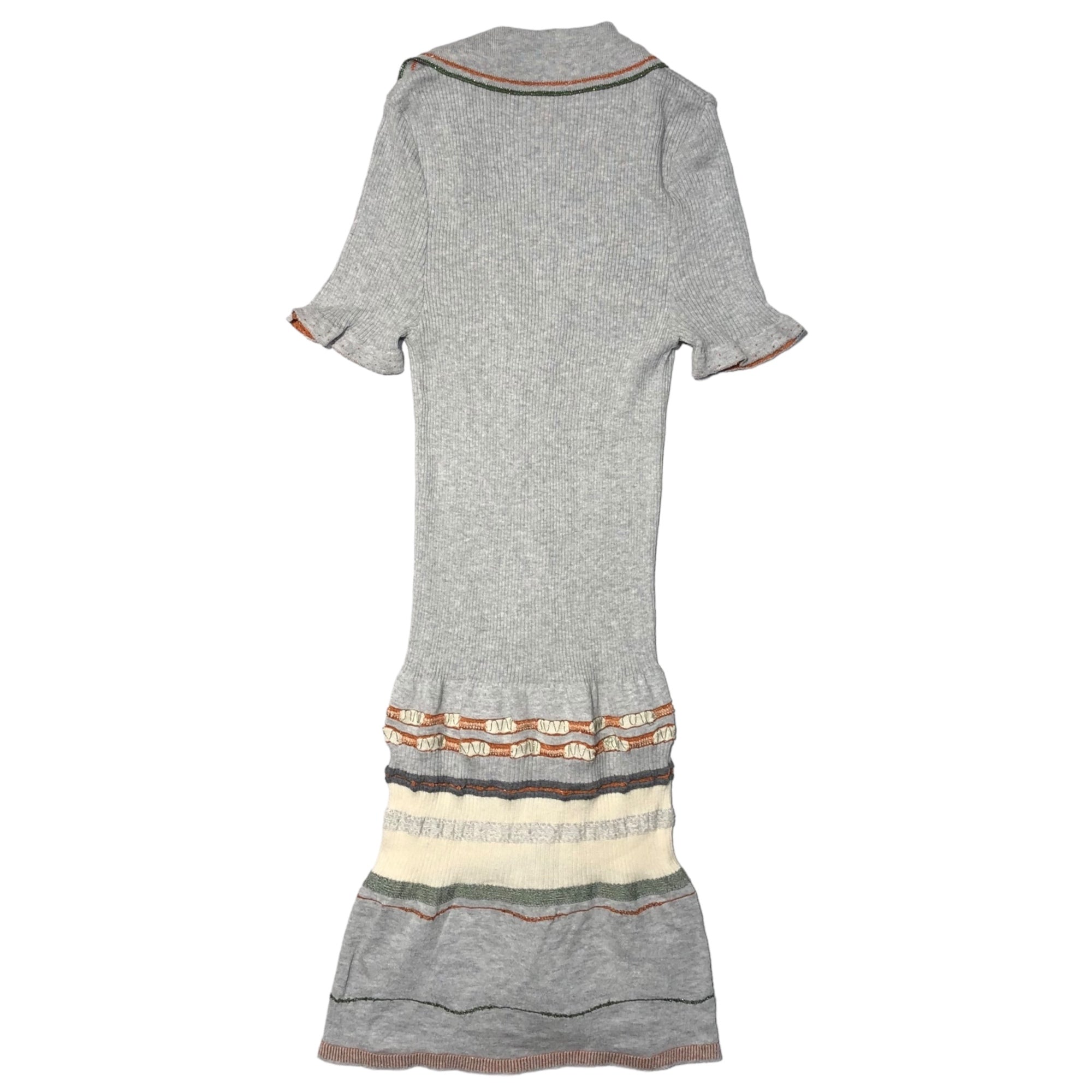 MARITHE FRANCOIS GIRBAUD(マリテフランソワジルボー) 00's S/S ribbed short dress リブ ショート ワンピース 半袖 ミニ丈 フレア F5-8123 M グレー Y2K