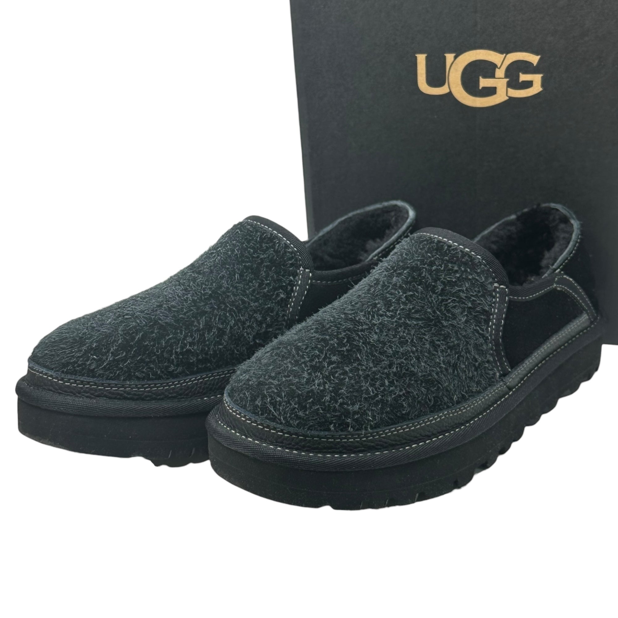 UGG(アグ) M HAYDEN SLIP-ON スウェード ウール ムートン スリッポン 1158354 28cm ブラック シューズ