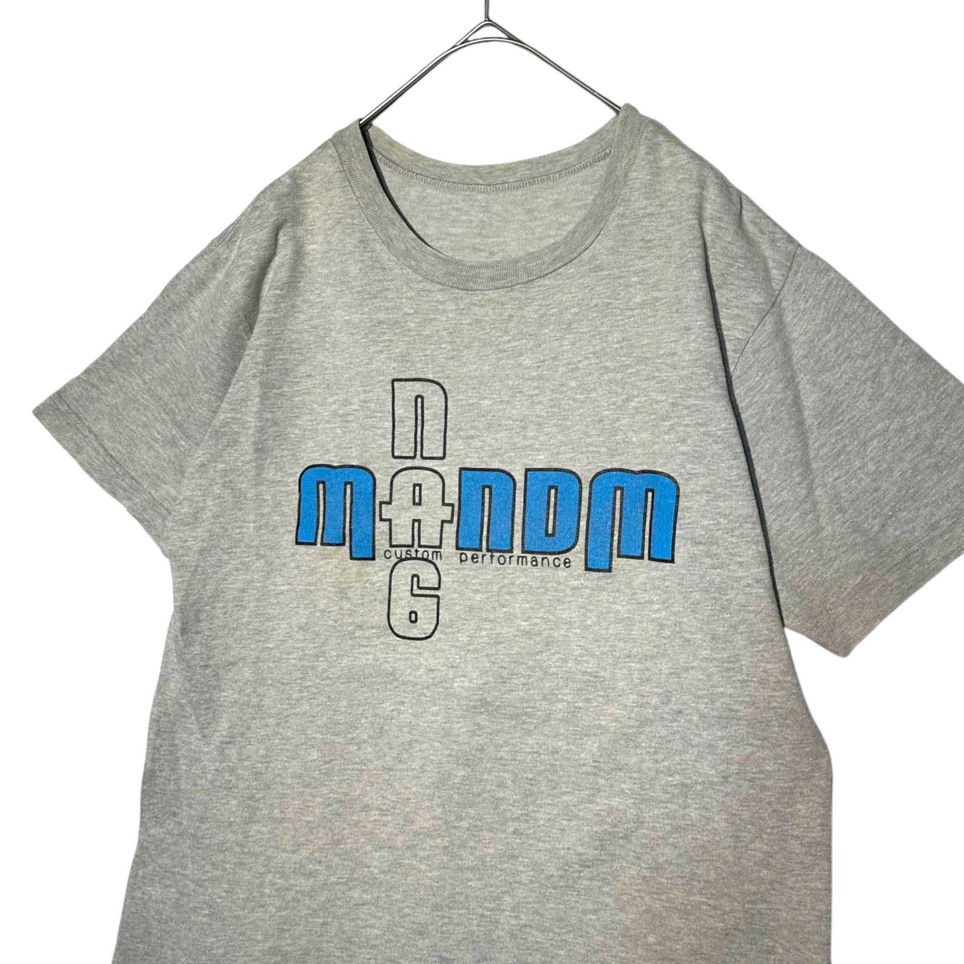 m&m CUSTOM PERFORMANCE(エムアンドエム) 90's Front Print T-Shirt 90年代 オールド フロント プリント Tシャツ M グレー×ブルー 永瀬正敏