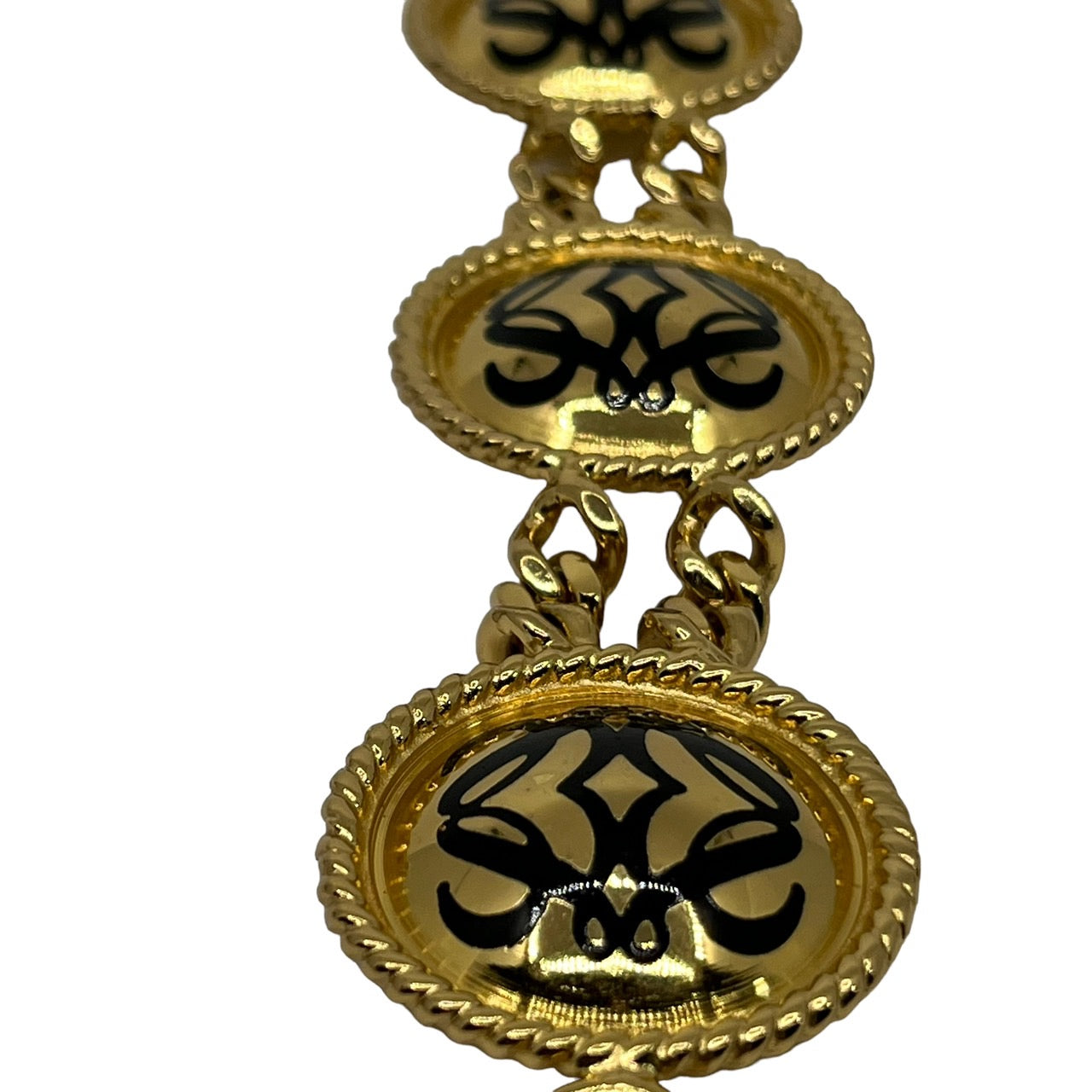 LOEWE(ロエベ) vintage anagram bracelet/ヴィンテージアナグラムロゴチェーンブレスレット/大ぶり/Tバー ゴールド×ブラック
