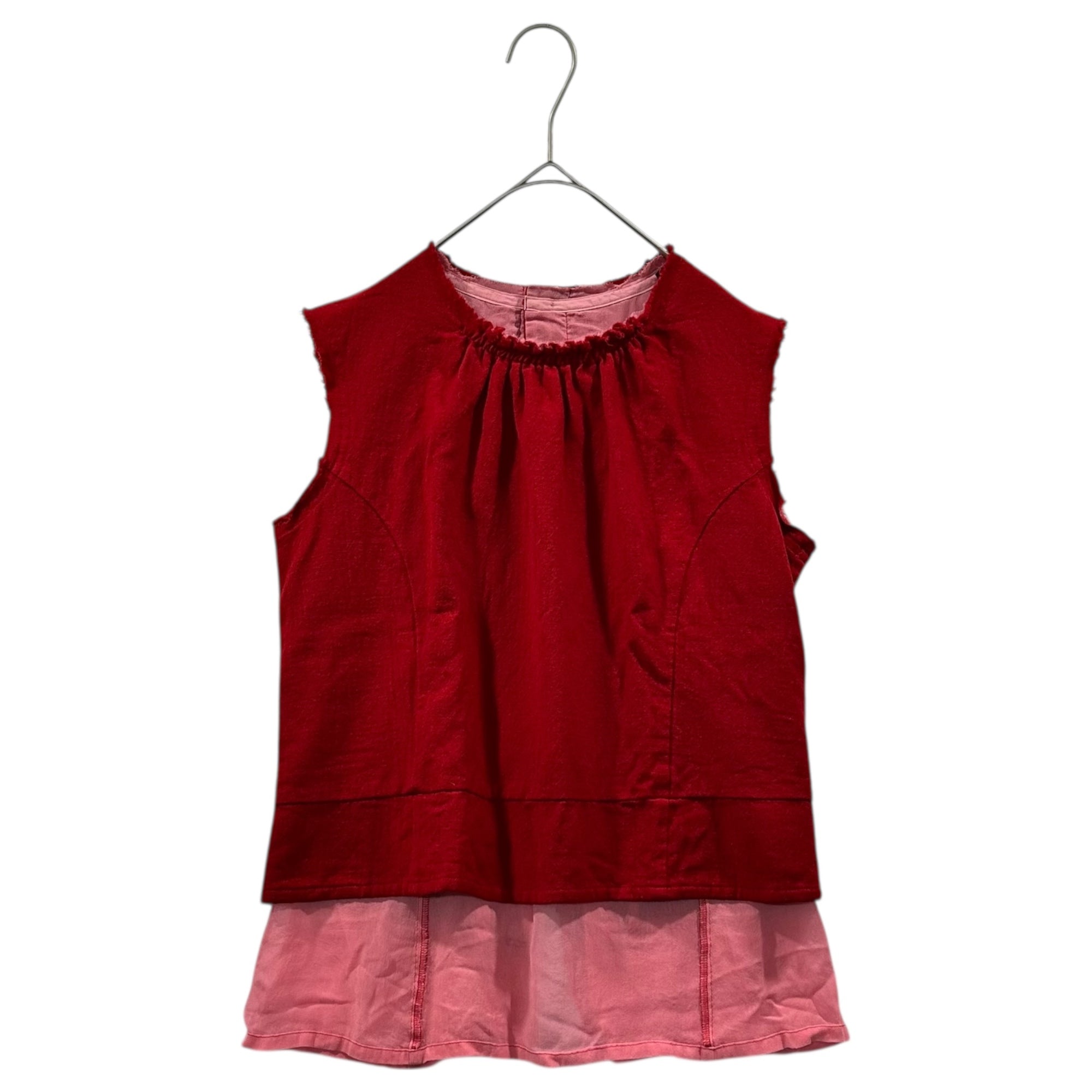 tricot COMME des GARCONS(トリココムデギャルソン) 06AW Wool Layered Product-Dyed Sleeveless Blouse ウール レイヤード 製品染め ノースリーブ ブラウス TR-B019 M レッド AD2006