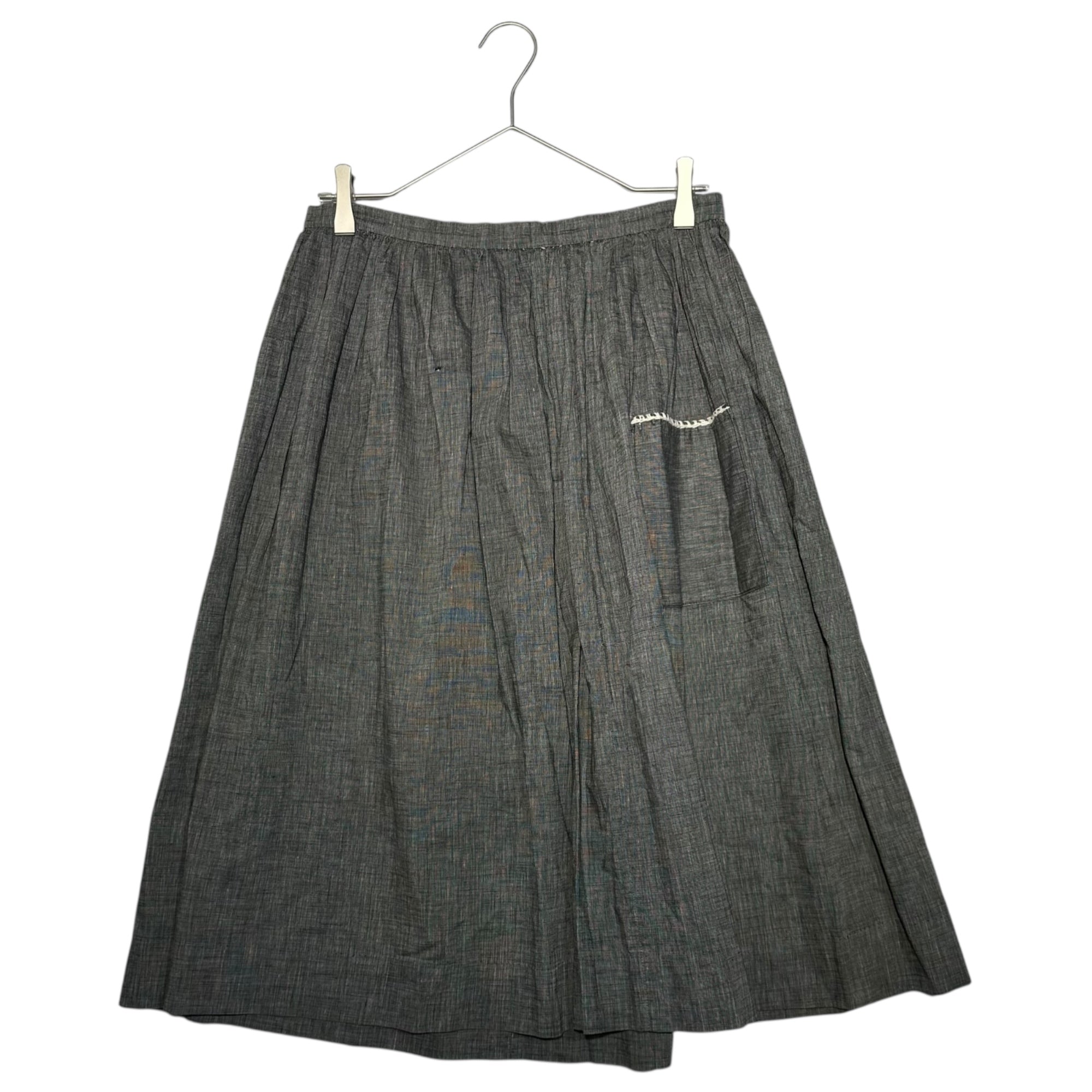 Euro vintage(ヨーロッパヴィンテージ) 70's Mont Blanc_ami ami lace knit skirt ニットレース編みスカート 表記無し(Mサイズ程度) ベージュ / 後見頃裾に汚れ有