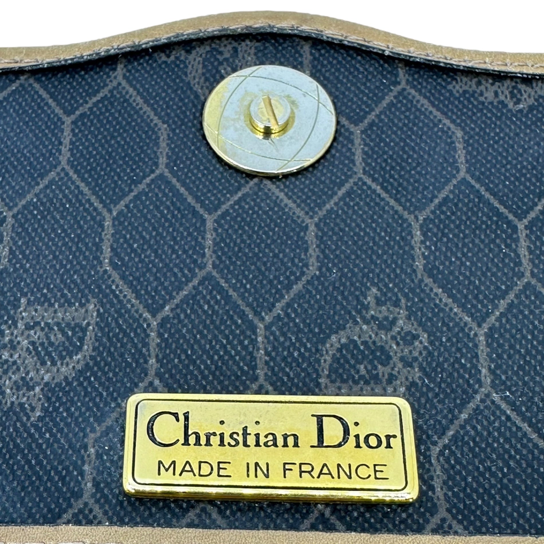 Christian Dior(クリスチャンディオール) Old Monogram shoulder pouch オールド モノグラム ショルダー ポーチ ブラック×ベージュ