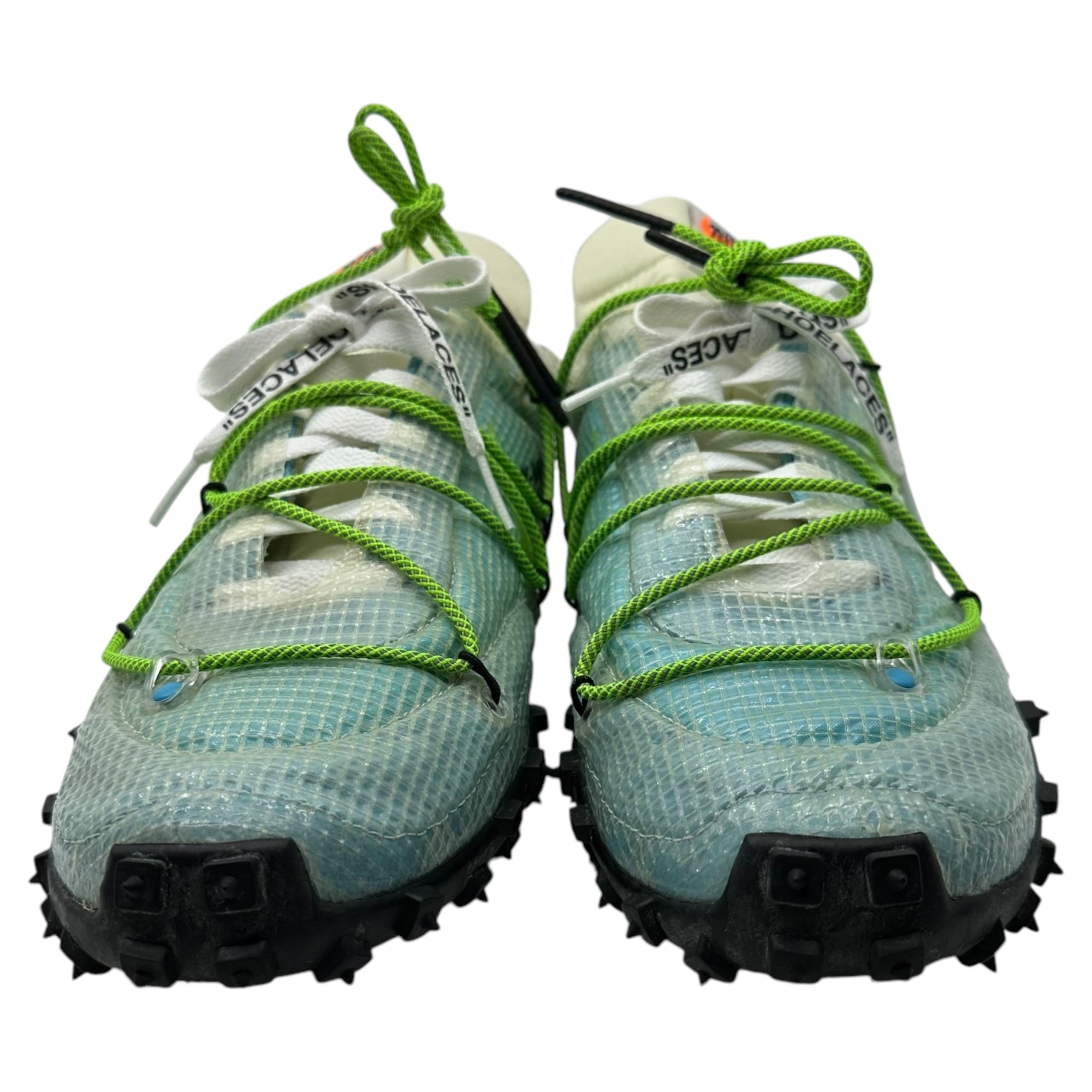 NIKE×Off-White (ナイキ×オフホワイト) Women's Waffle Racer "Vivid Sky" ワッフル レーサー CD8180-400 28.5cm ブルー×グリーン ローカット スニーカー