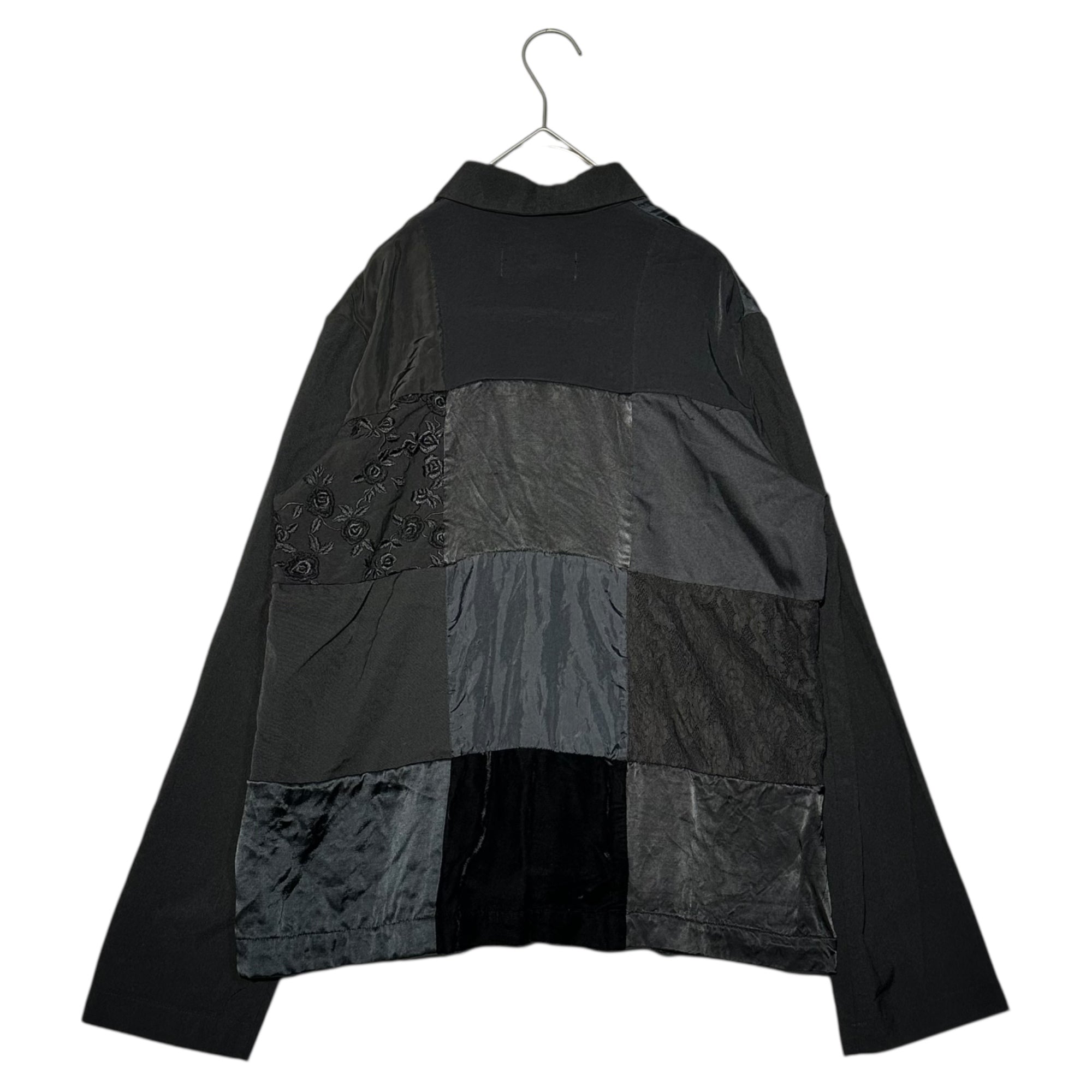 tricot COMME des GARCONS(トリココムデギャルソン) 99AW Patchwork L/S Shirt 異素材 パッチワーク 長袖 シャツ TB-040020 FREE ブラック AD1999