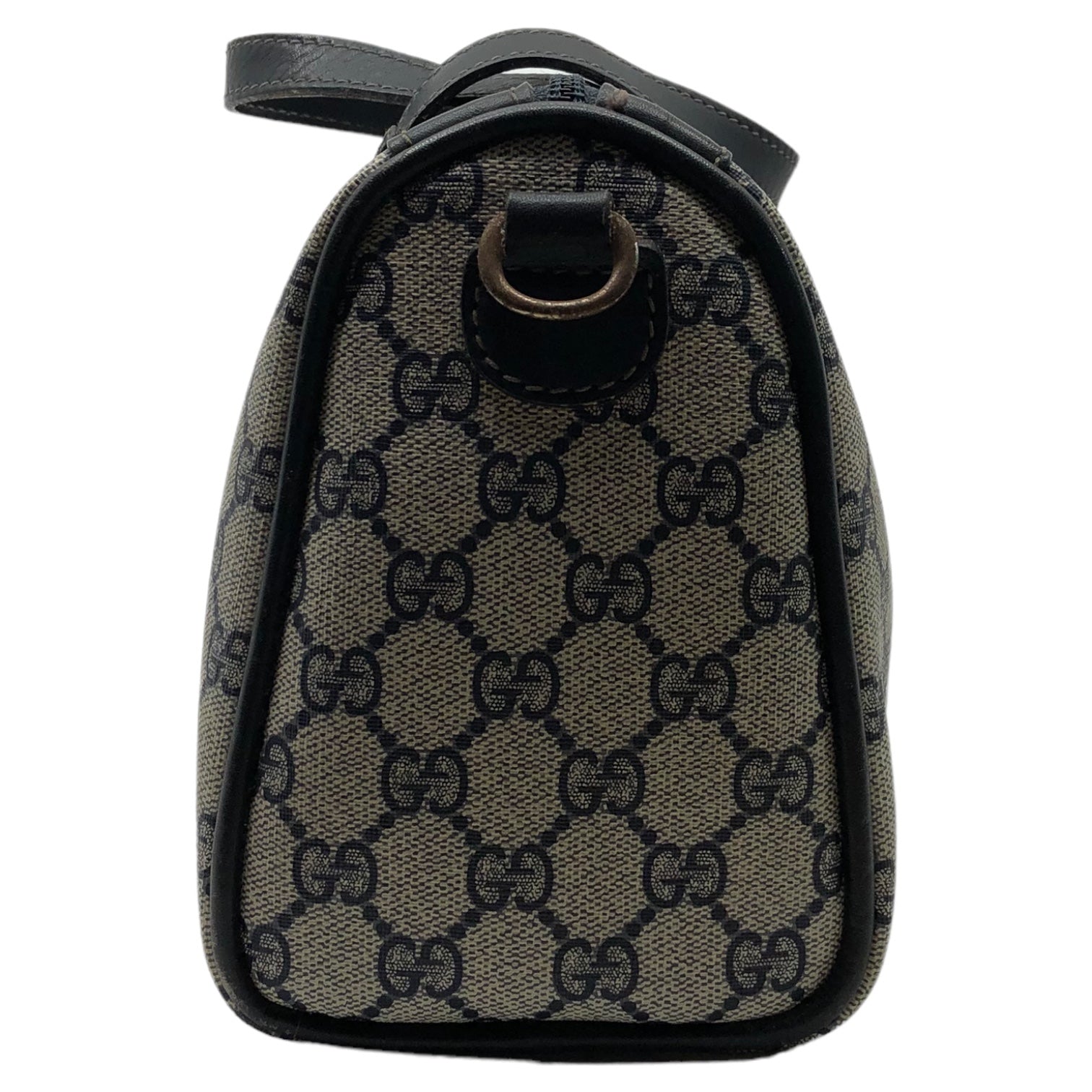 GUCCI(グッチ) GG pattern canvas leather mini Boston bag GG 柄 キャンバス レザー ミニ ボストン バッグ ネイビー 087 OLD GUCCI ハンド