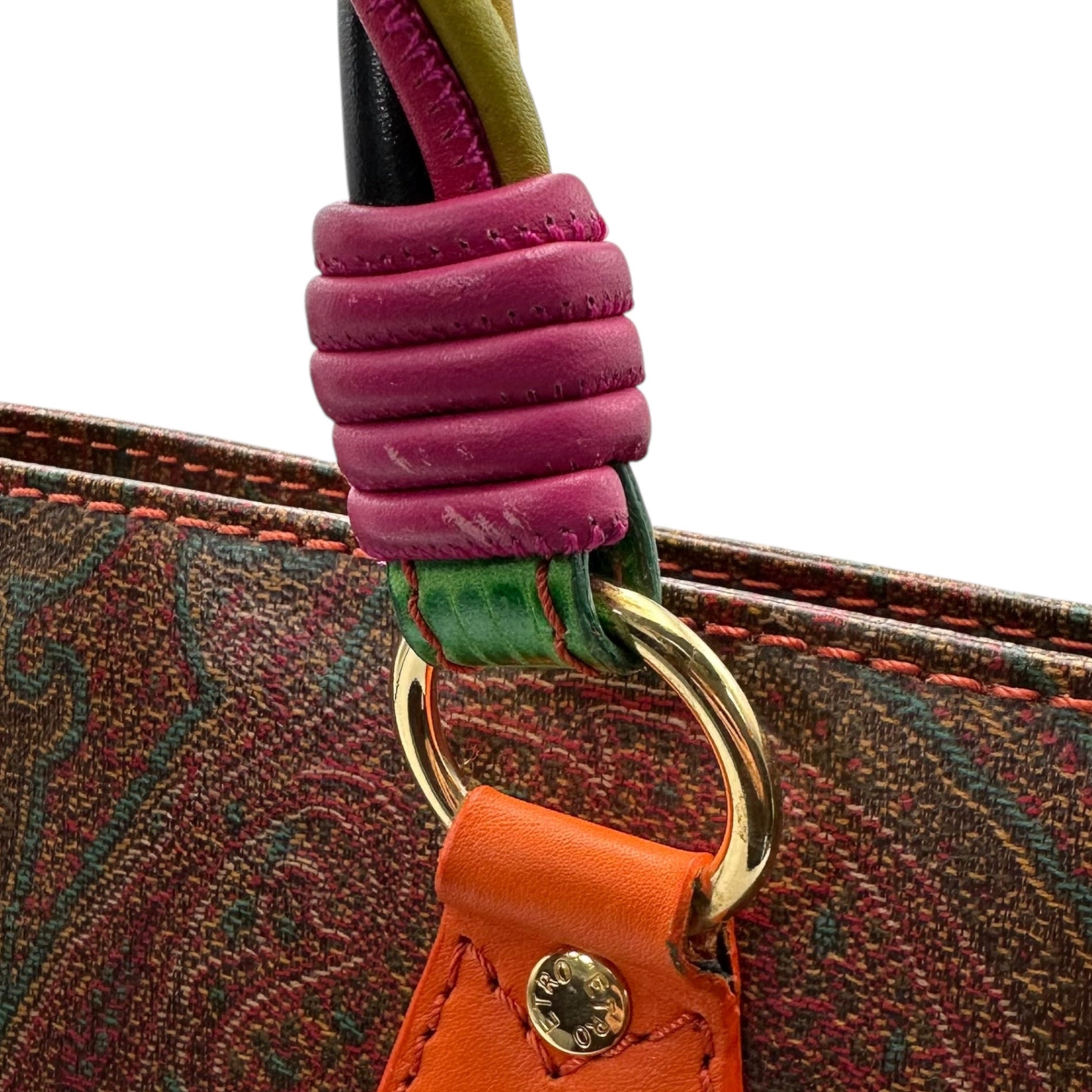 ETRO(エトロ) Multi-Color Handle Paisley Tote Bag マルチカラーハンドル ペイズリー トート バッグ 1968-9233 ブラウン