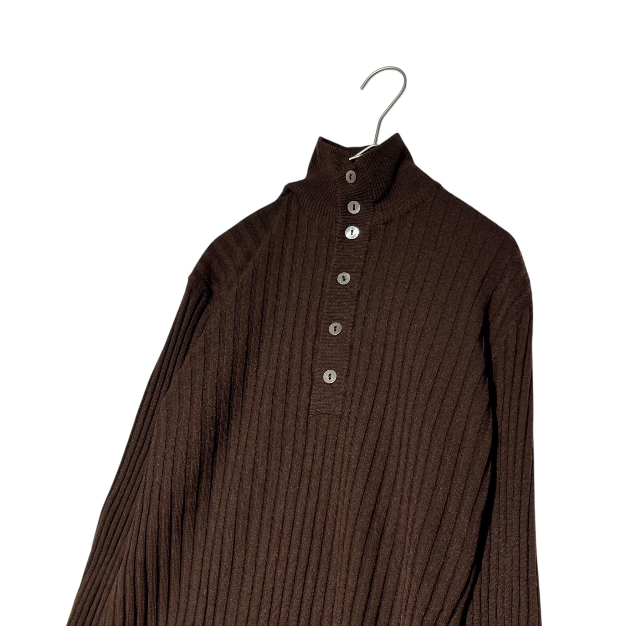 DOLCE&GABBANA(ドルチェ&ガッバーナドルガバ) ハイネック ヘンリーネック リブ ウール ニット M程度 ブラウン