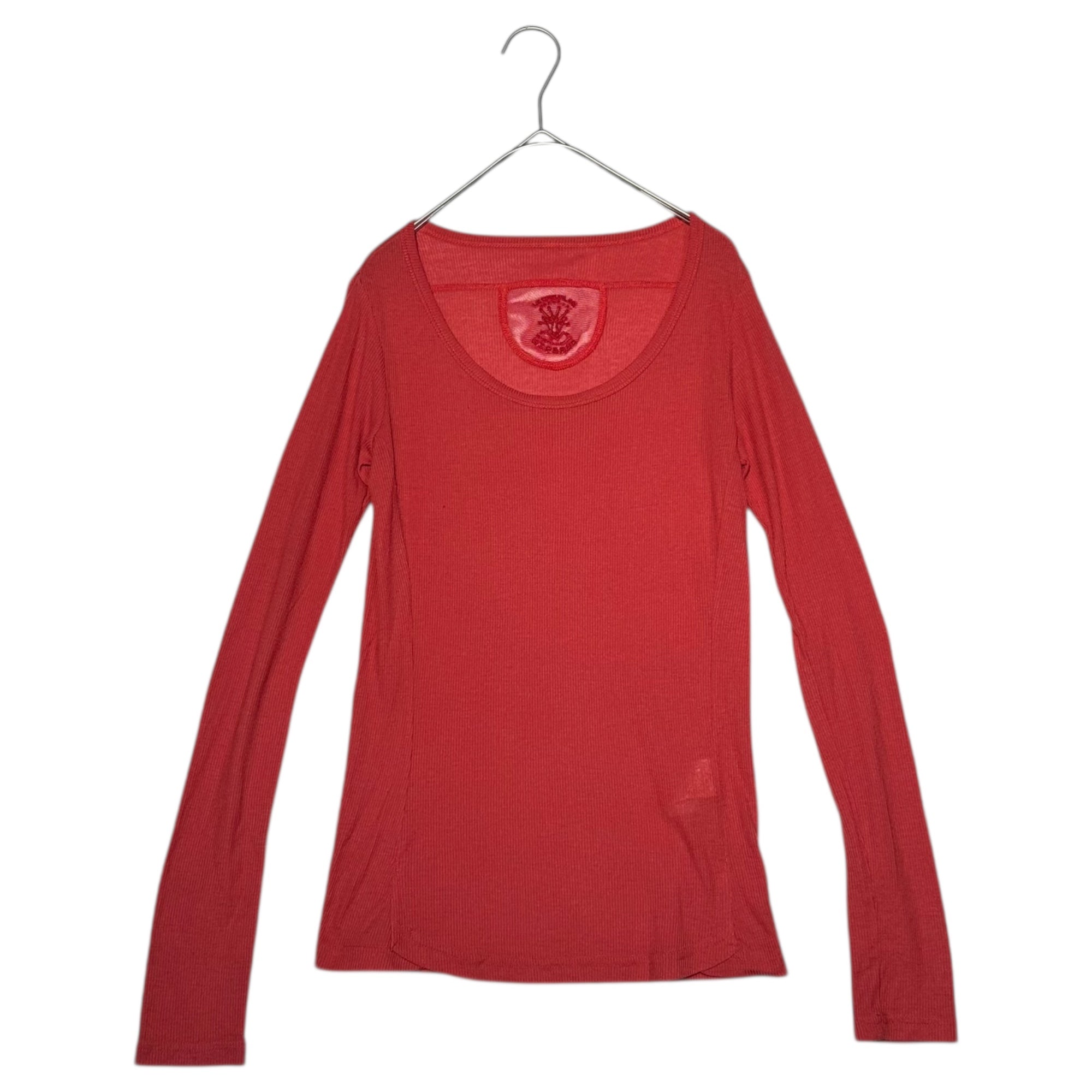 MARITHE FRANCOIS GIRBAUD(マリテフランソワジルボー) 00's Mesh Logo Long-Sleeve T-Shirt メッシュ ロゴ 長袖 カットソー F7-6079 S レッド Y2K