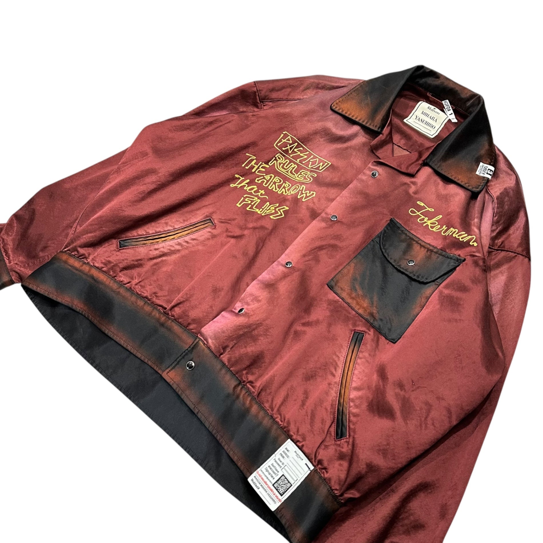 Maison MIHARA YASUHIRO(メゾンミハラヤスヒロ) 23AW CAR CLUB JACKET サテン カークラブ ジャケット J11BL062 46 ボルドー