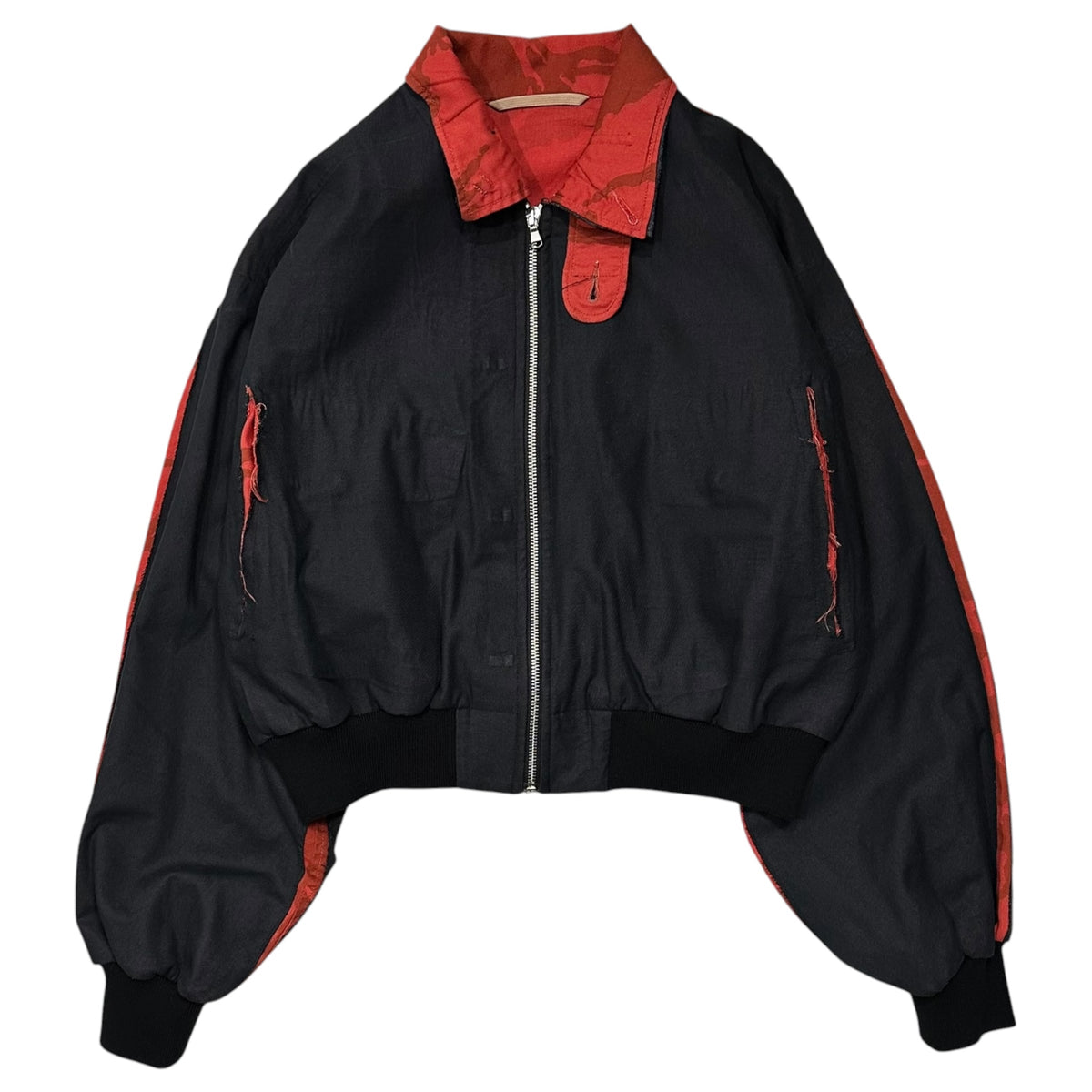 PROTOTYPES(プロトタイプス) 2024AW BONDED HARRINGTON JACKET ボンデッド ハリントン ジャケット 31PT070W01USBR S/M ブラック×レッド VETEMENTS出身ブランド ヴィンテージ加工