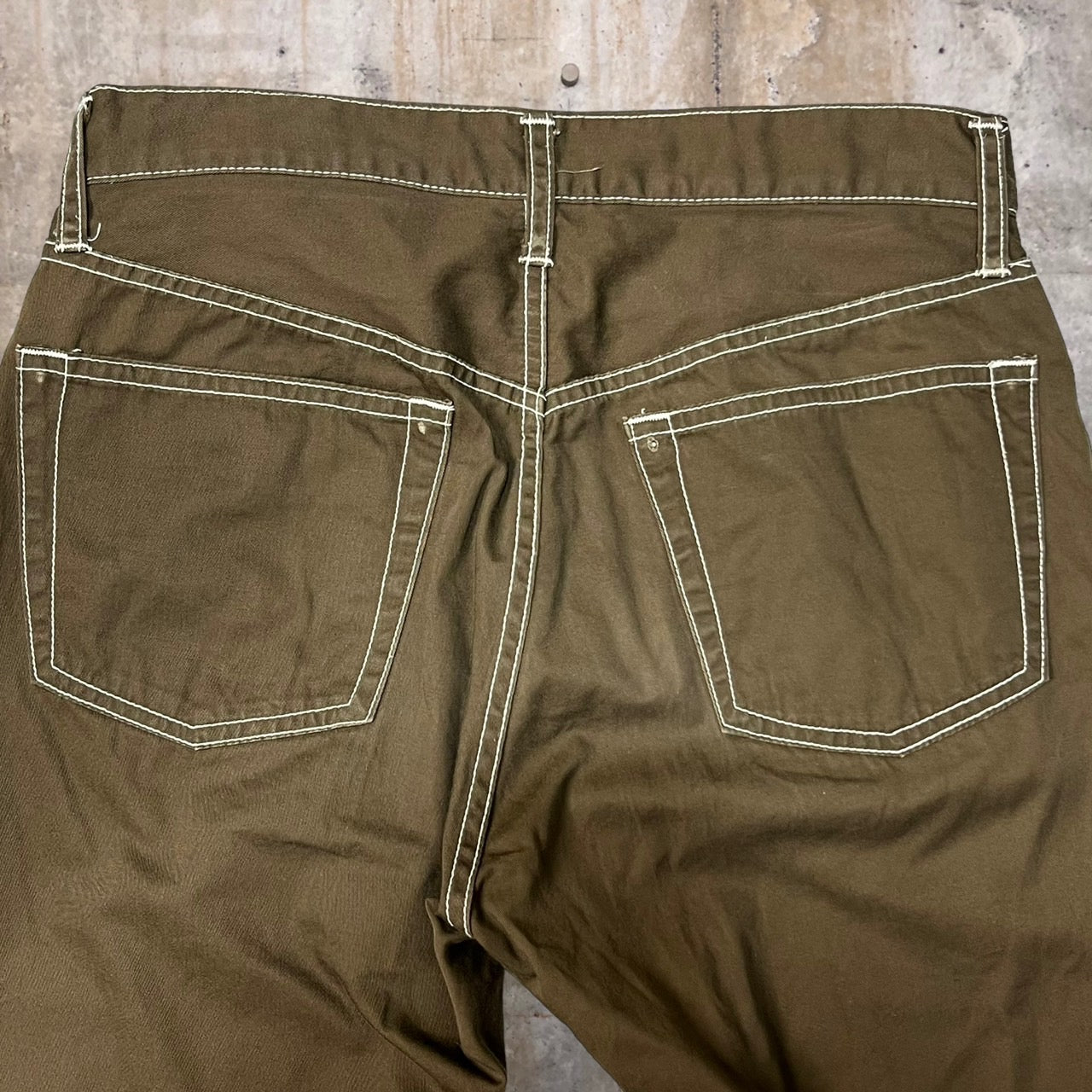 COMME des GARCONS HOMME(コムデギャルソンオム) 00SSホワイトステッチコットンパンツ HP-020425 S ブラウン×ホワイト AD2000 田中オム