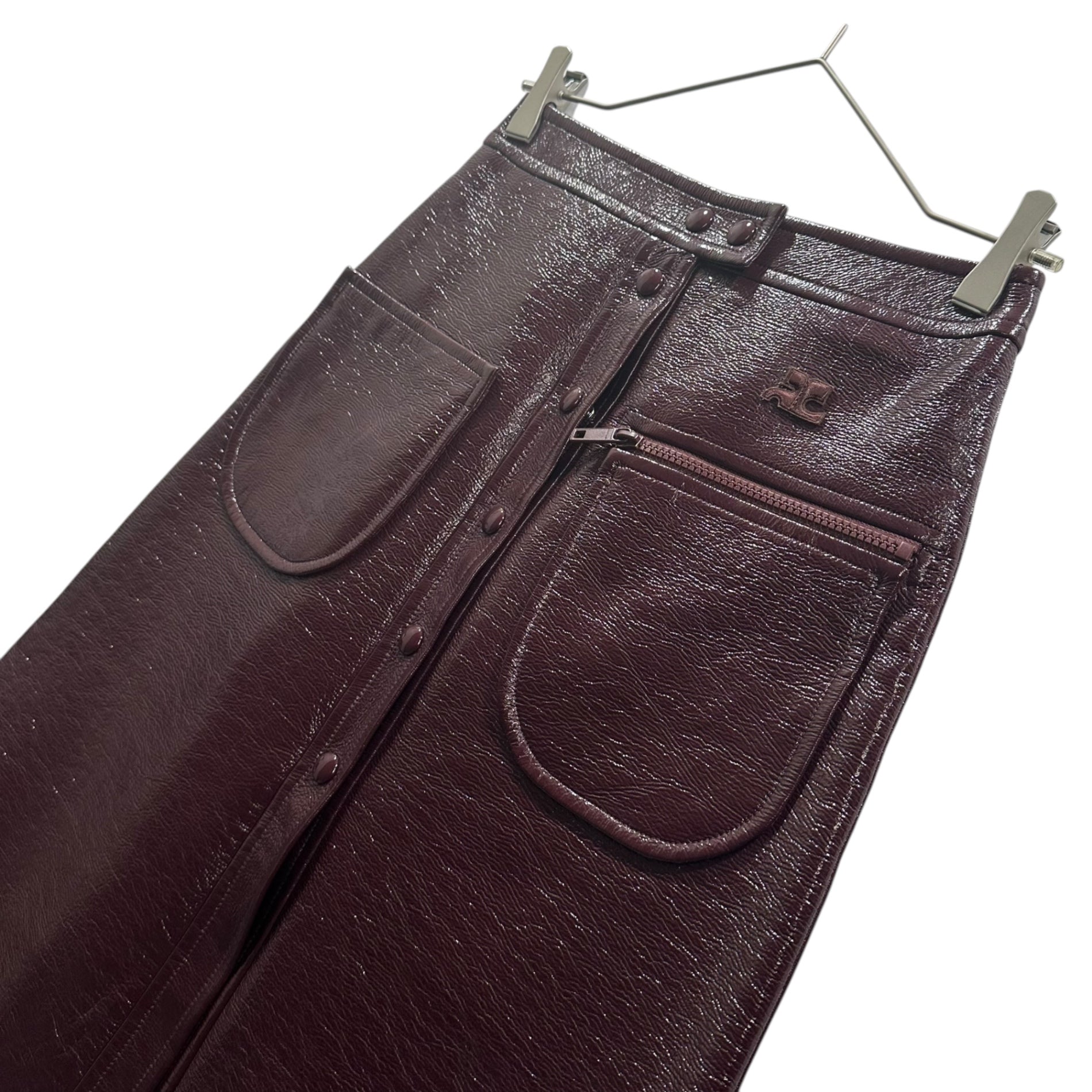courreges(クレージュ) Vinyl Midi Skirt ビニール ミディ スカート 8624-343-0103 34 ボルドー