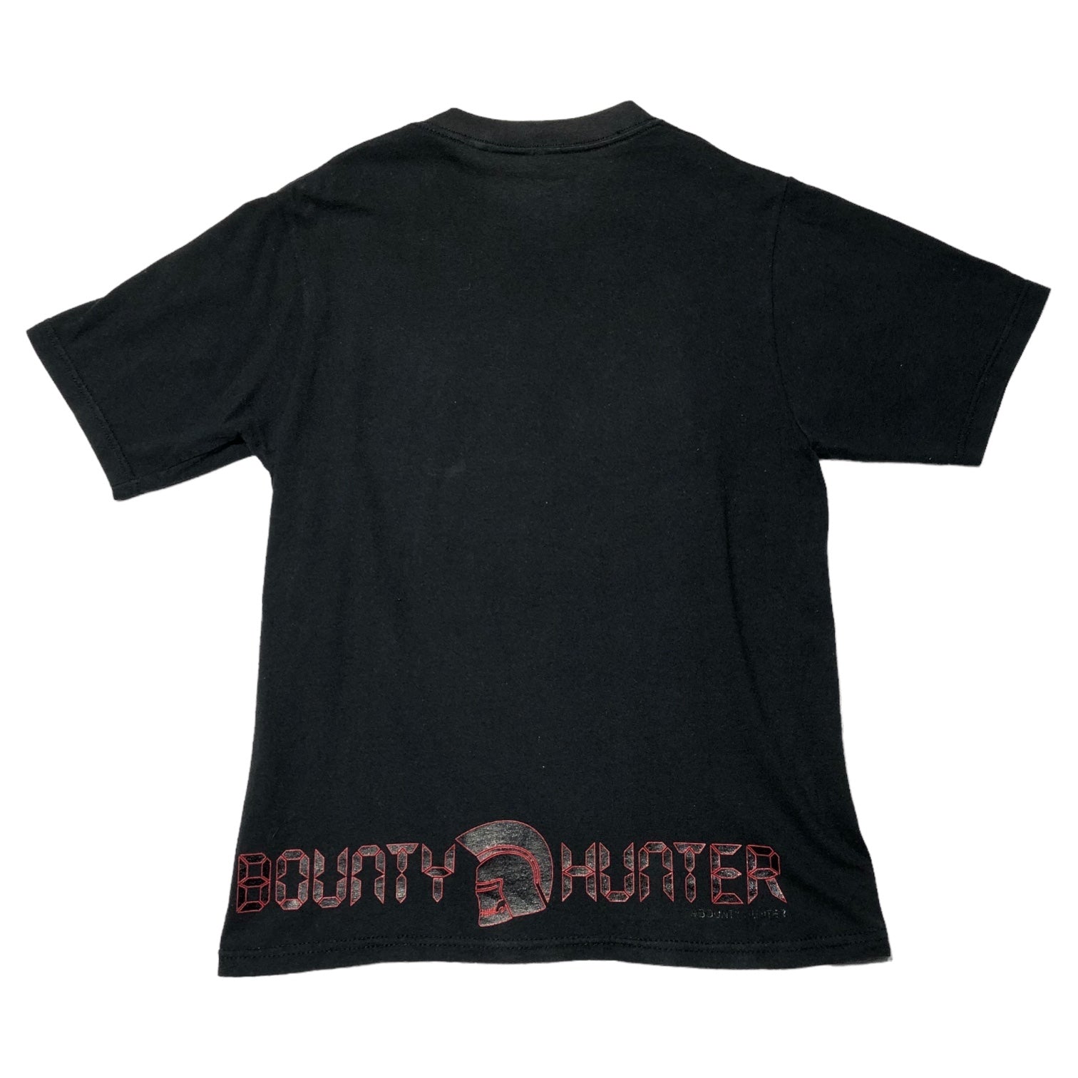 BOUNTY HUNTER(バウンティーハンター) mohawk helmet skull t-shirt モヒカンヘルメットスカルTシャツ 印字消え(S程度) ブラック×レッド