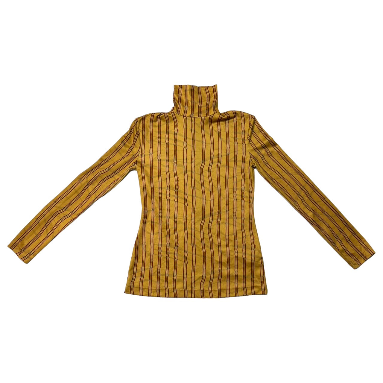 Rokh(ロク) "rokh0000-0000"ストライプジャージーハイネックカットソー 34(Sサイズ程度) イエロー×レッド