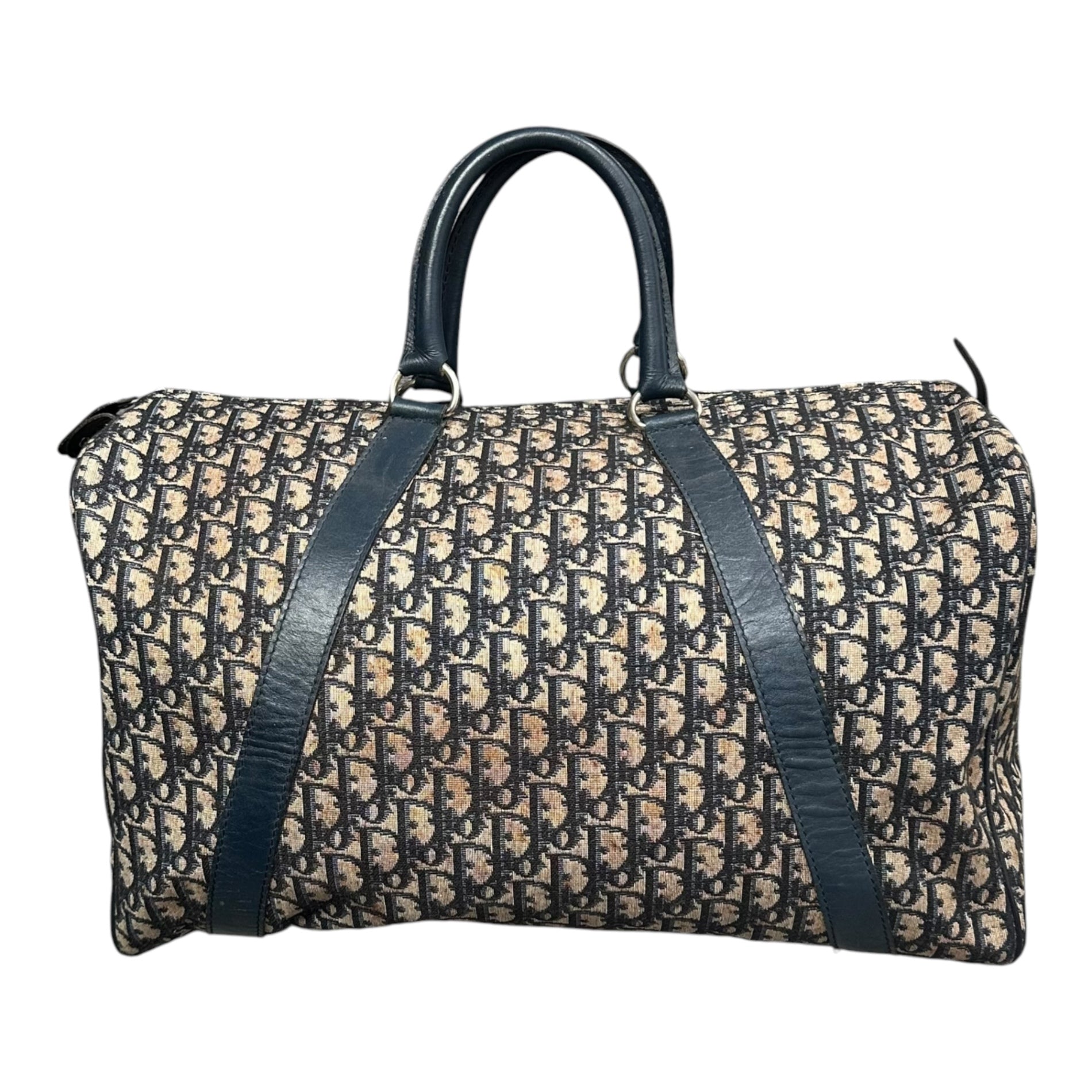 Christian Dior(クリスチャンディオール) 1970's Trotter monogram duffle bag トロッター柄 ボストン バッグ ネイビー×ベージュ 70年代 ヴィンテージ 旅行鞄 ECLAIRジップ