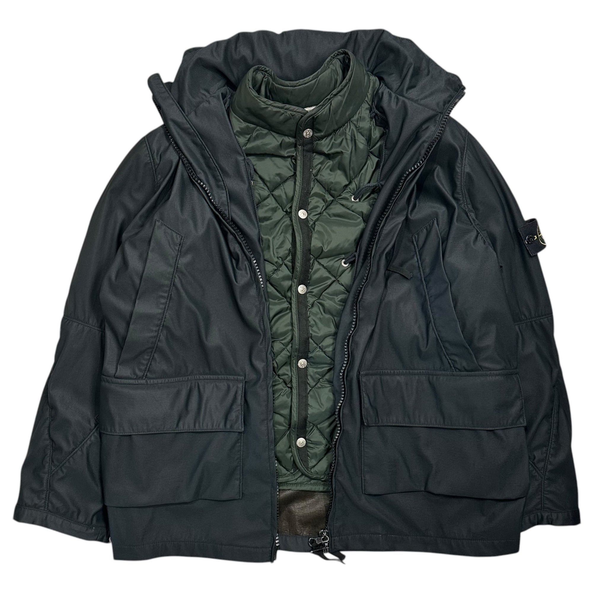 STONE ISLAND(ストーンアイランド) 2000AW 3WAY Nylam Jacket ナイラム ジャケット ライナー付 33154Q42/A M ブラック 00's マウンテンパーカー キルティング 稀少品 アーカイブ