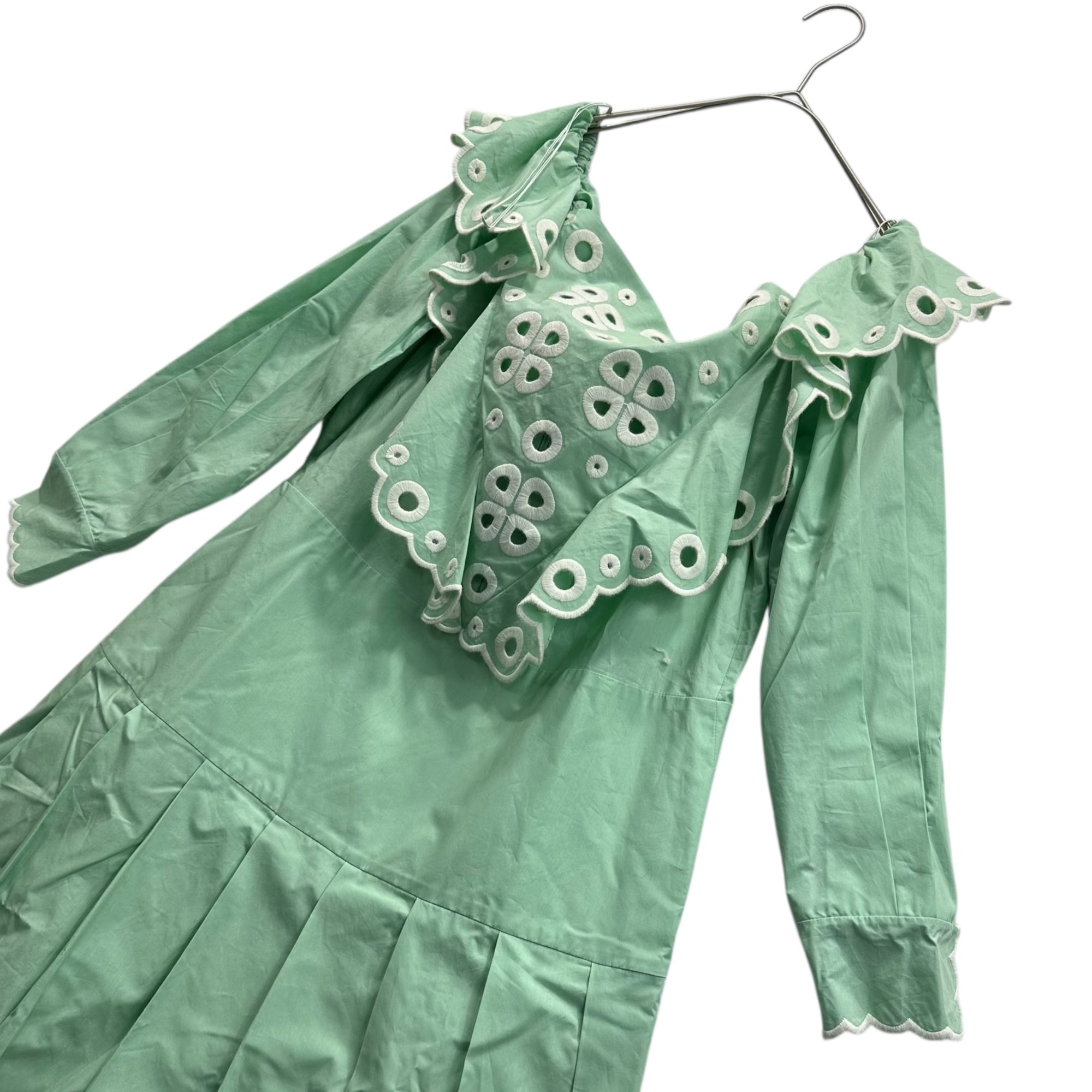 FENDI(フェンディ) Big Race Color Pleated Dress ビッグ レース カラー プリーツ ワンピース 46 ミント