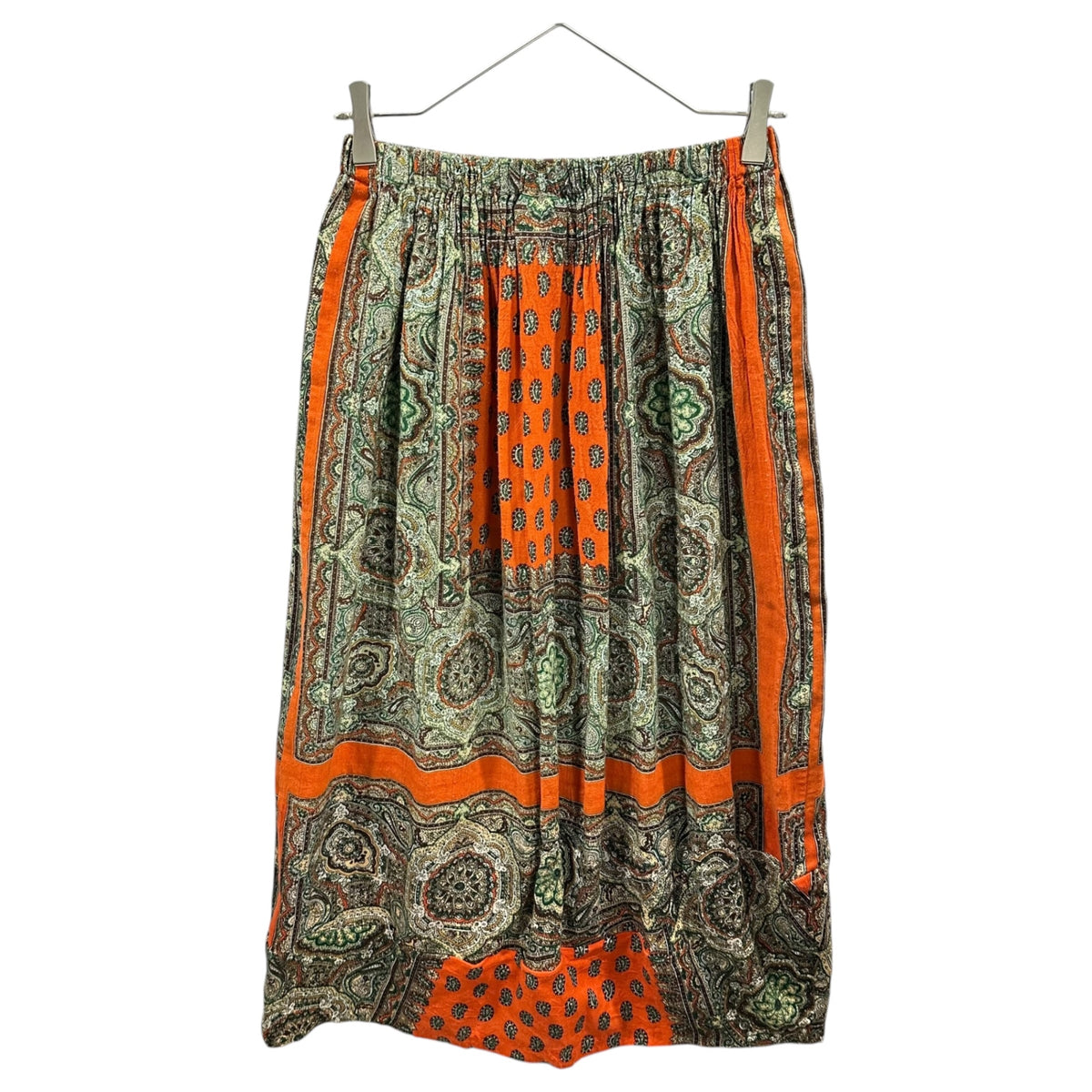 COMME des GARCONS(コムデギャルソン) 1990's Scarf-Print Wool Easy Skirt スカーフ プリント ウール イージー スカート GS-040100 FREE オレンジ AD表記薄れ 90s
