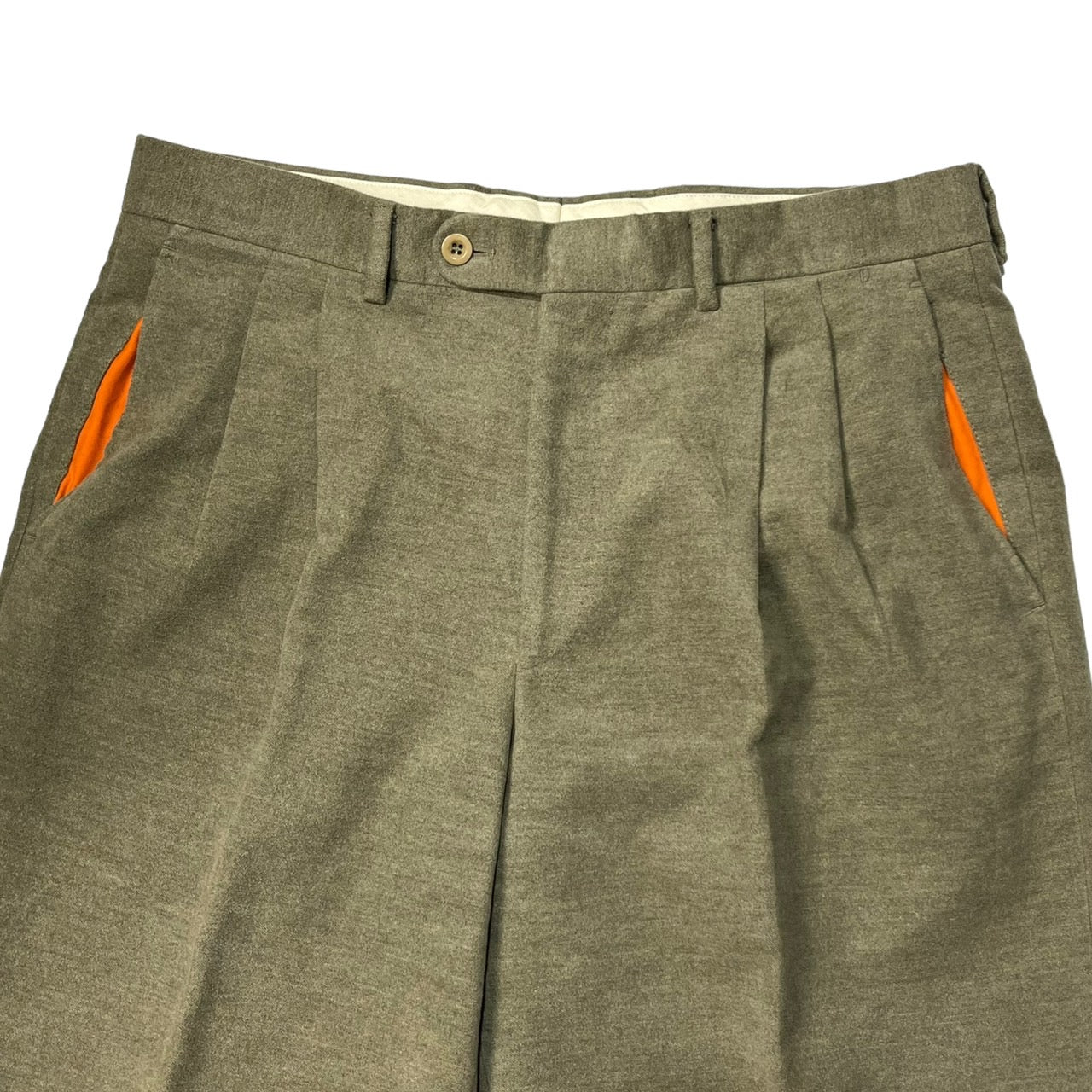 HERMES(エルメス) suede touch trousers/スウェードタッチトラウザー/パンツ/スラックス 52(XLサイズ程度) ベージュ×オレンジ エルメスジャポンタグ