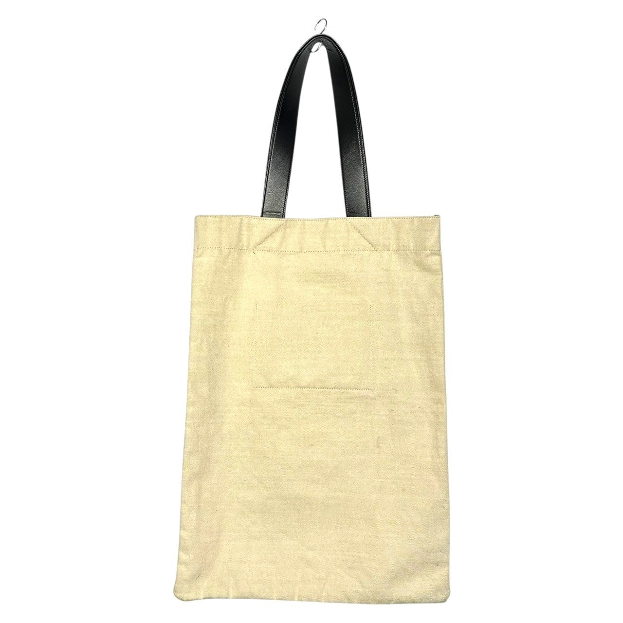 JIL SANDER(ジルサンダー) Logo flat tote bag ロゴ フラット トート バッグ レザーハンドル ナチュラル×ブラック キャンバス