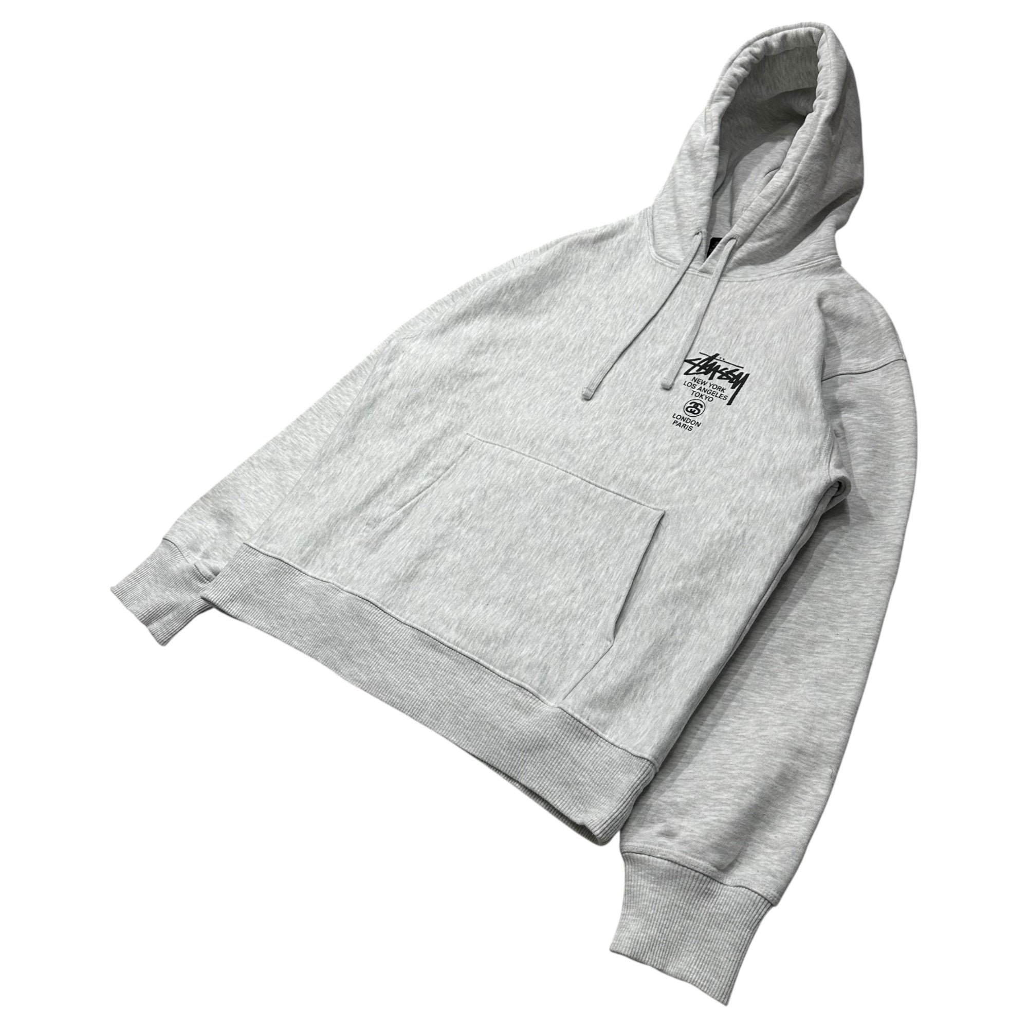 STUSSY(ステューシー) World Tour Hoodie ワールドツアー フーディ M ライトグレー
