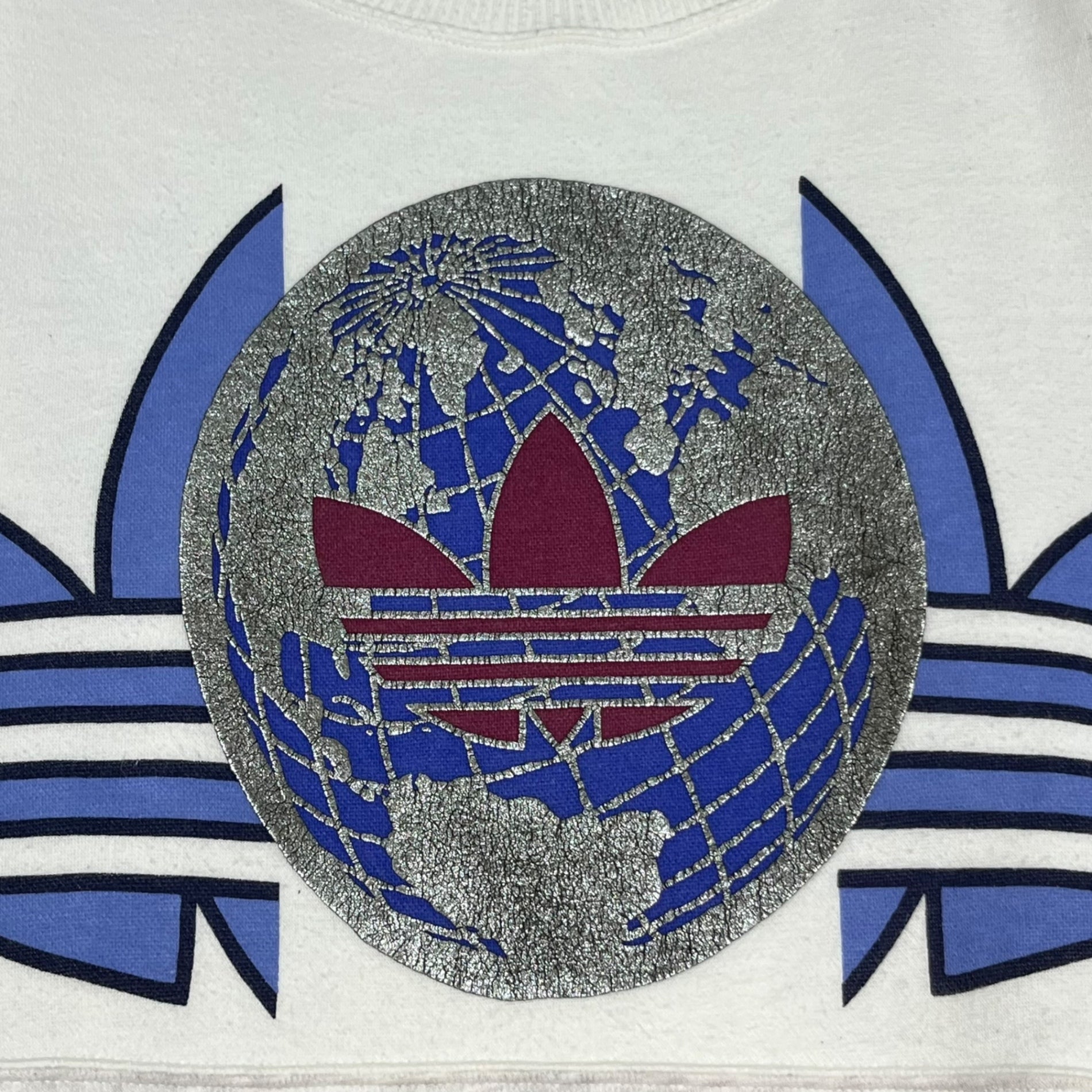 adidas(アディダス) 80’s ~ 90's Vintage sweatshirt ヴィンテージ ロゴ スウェット AA-3220 L-O ホワイト×ブルー 80年代~90年代