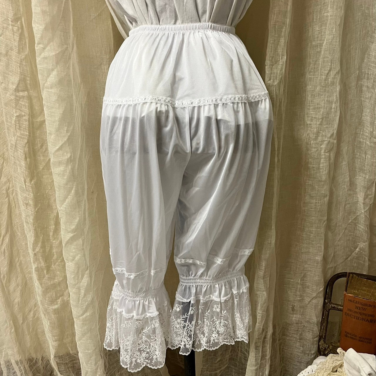 VINTAGE(ヴィンテージ) white drawers pants with lace レース付きドロワーズパンツ Mサイズ ホワイト